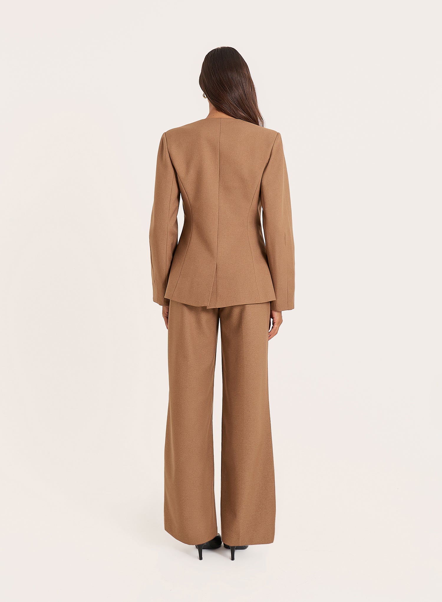 Taupe Tailored Straight Leg Trousers
