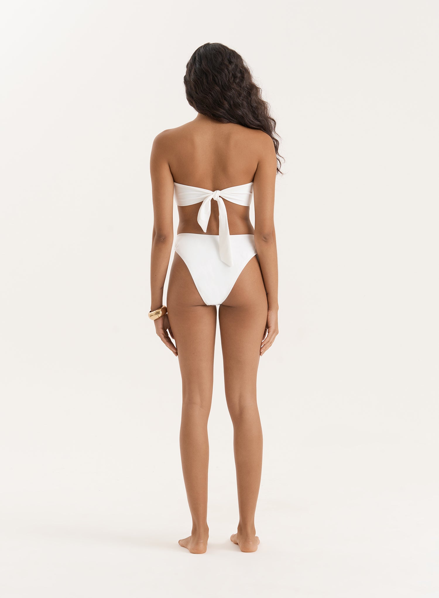 Ivory Shell Buckle High Leg Bikini Bottom- Tamia