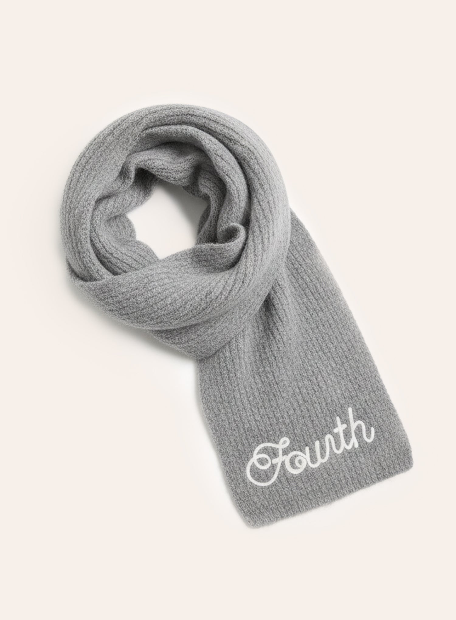 Grey Script Logo Knit Scarf