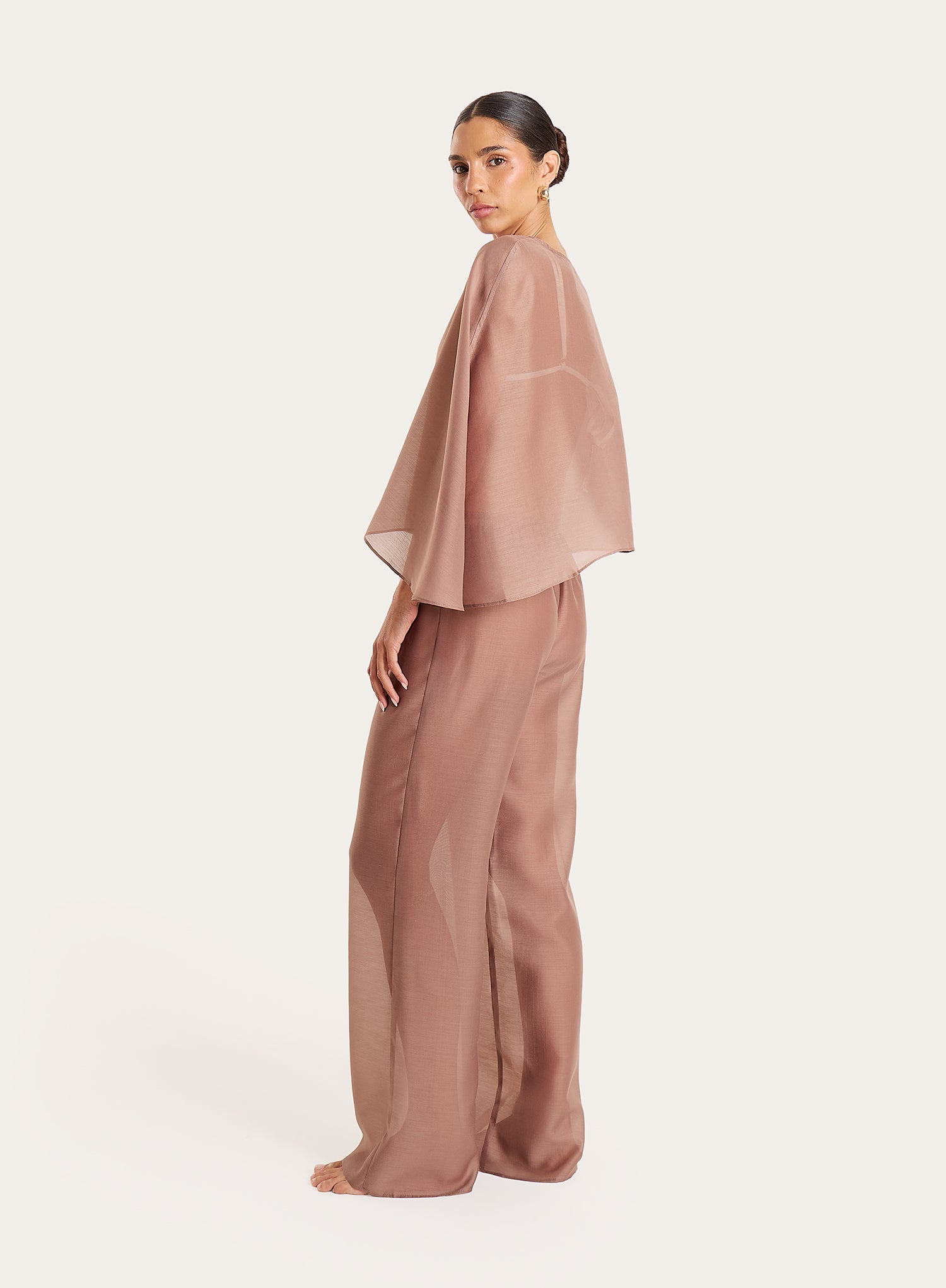 Mocha Sheer Cape Top