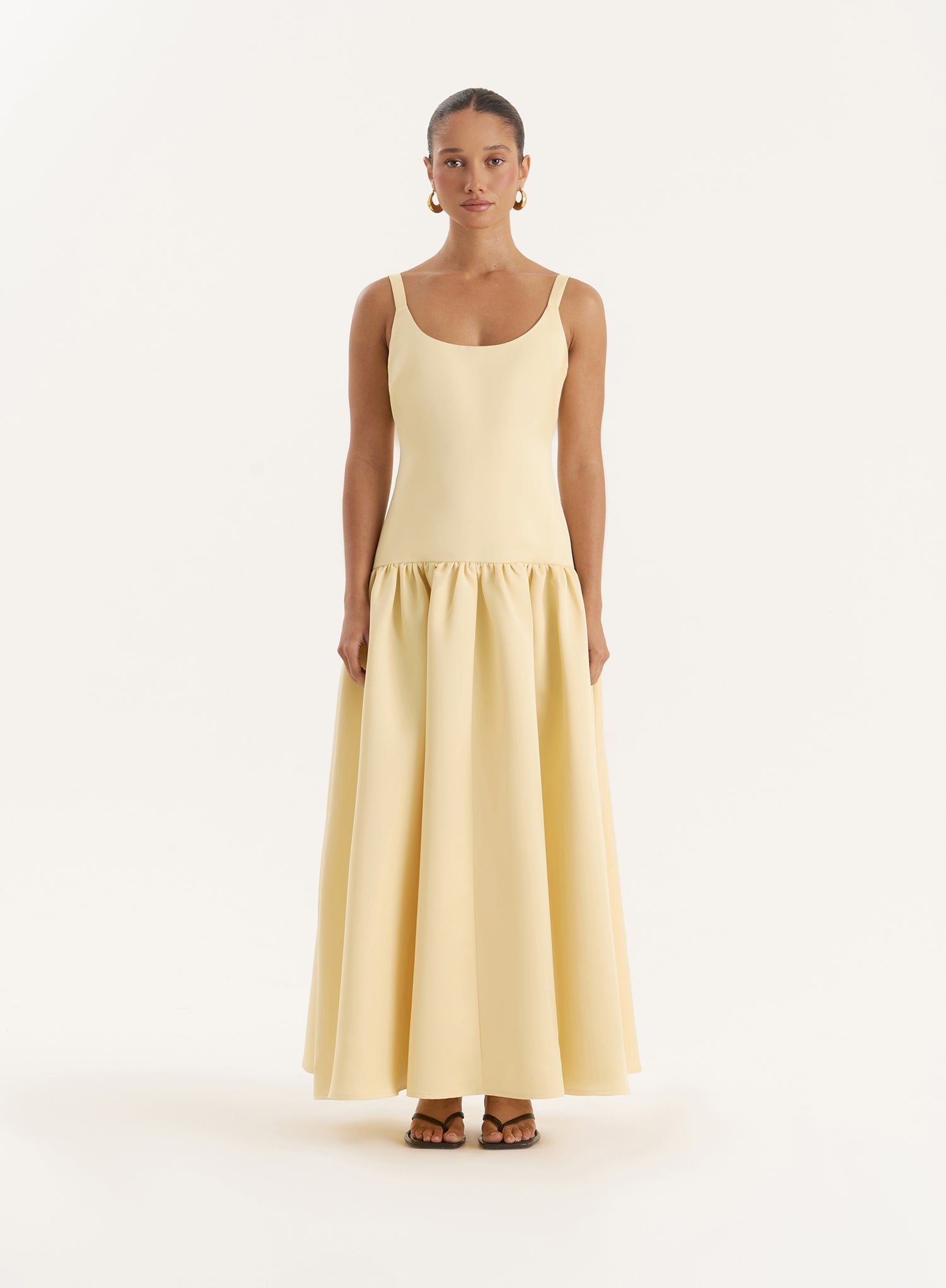 Yellow Drop Waist Maxi Dress- Melinie