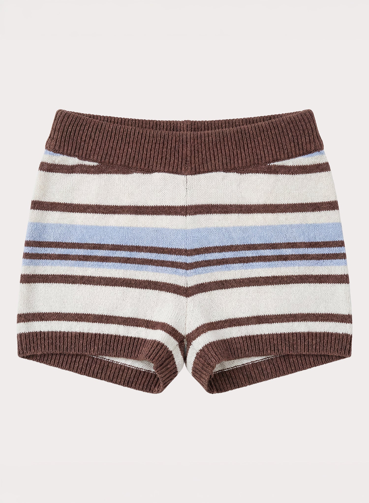 Chocolate Stripe Knitted High Waisted Shorts