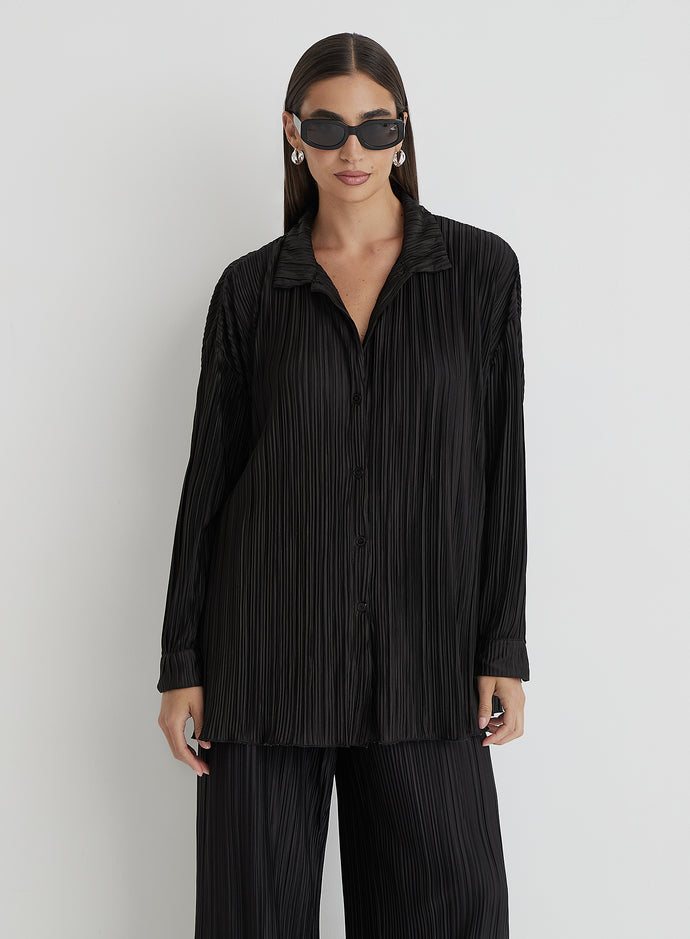 Black Plisse Shirt - Palais