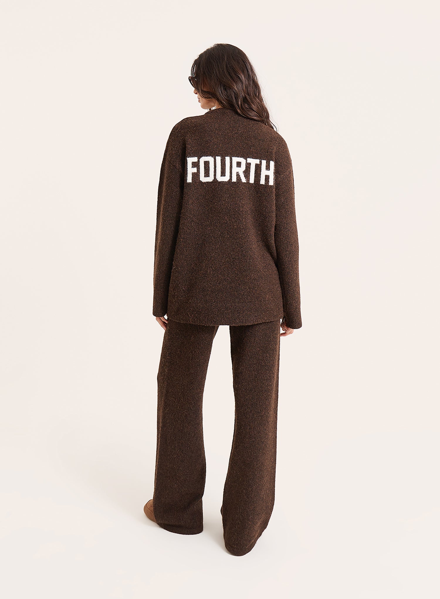 Chocolate Knitted Straight Leg Trousers