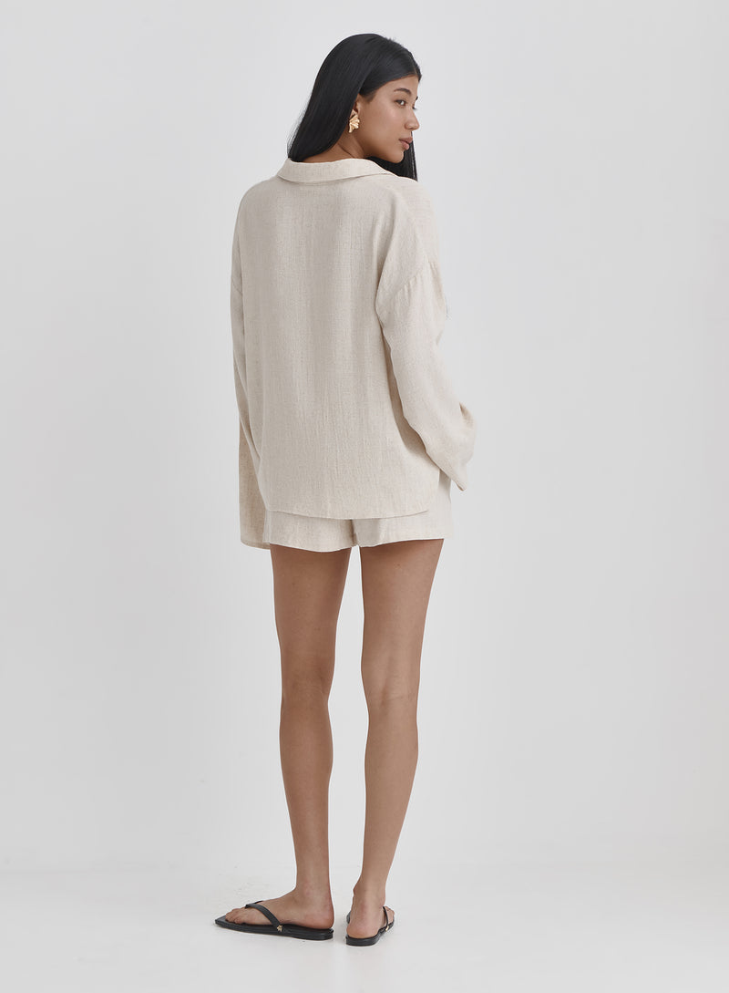 Beige Linen Shorts- Verona