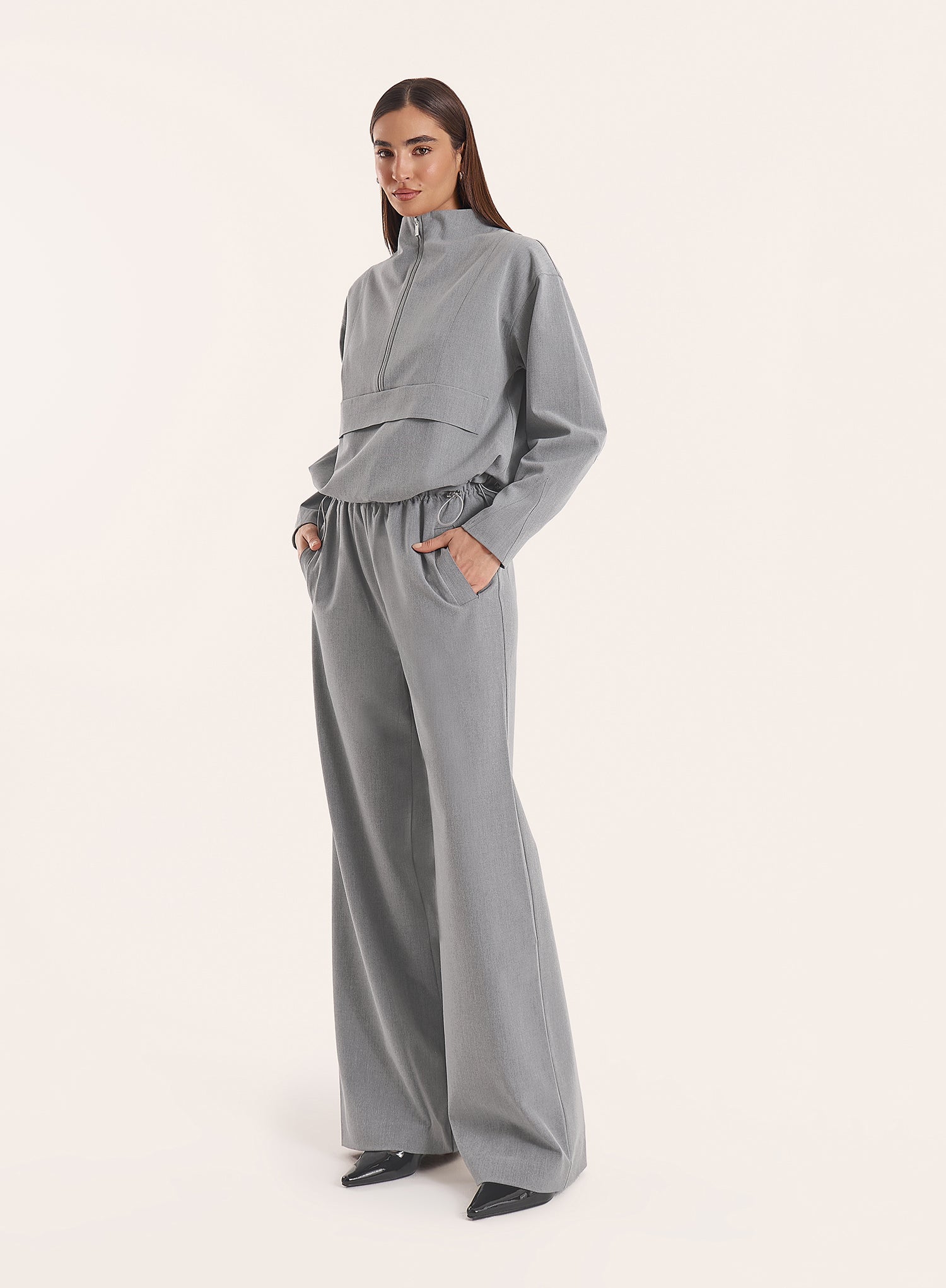 Grey Toggle Waist Trousers