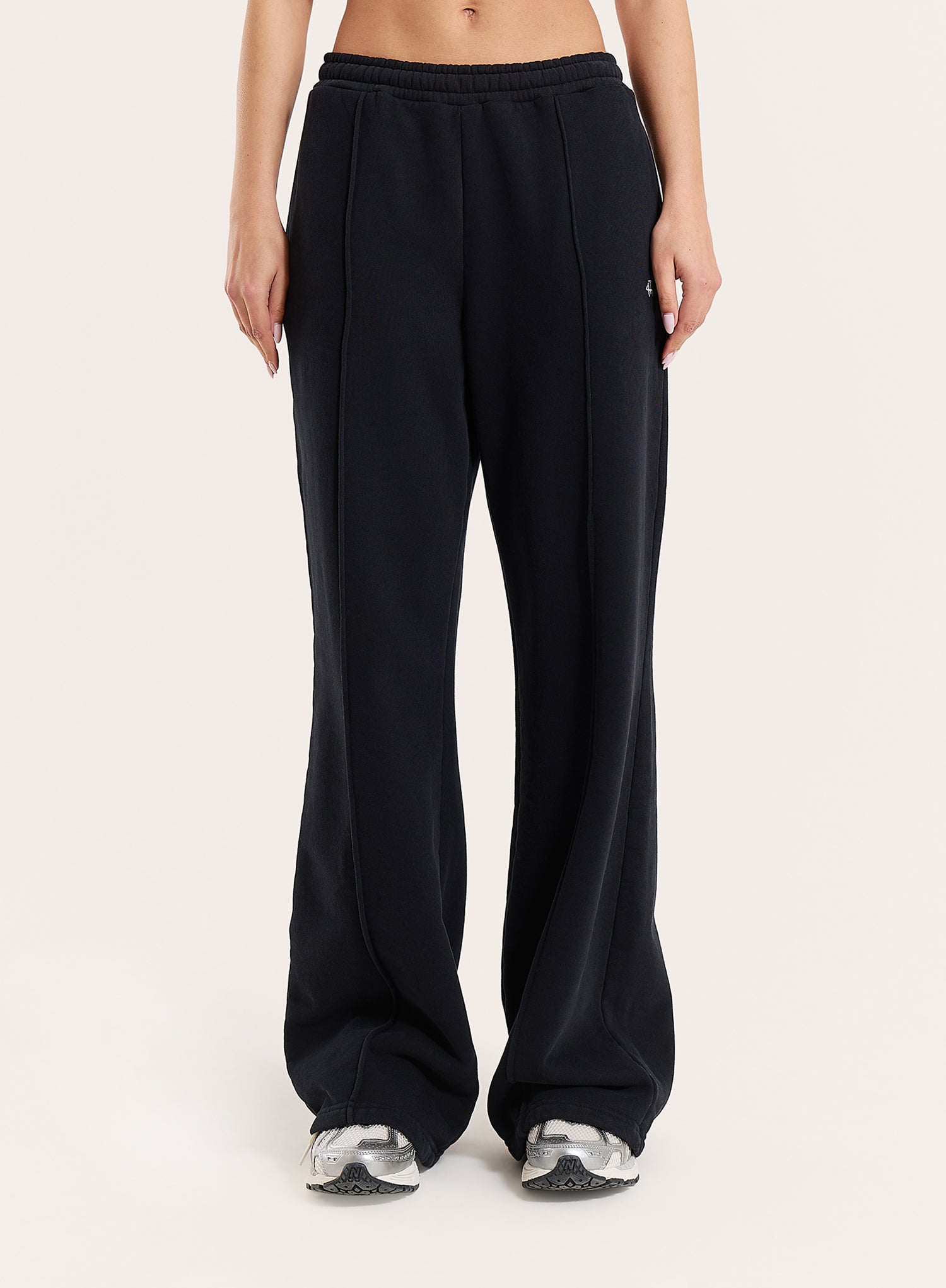 Black 4th Wide Leg Branded Joggers