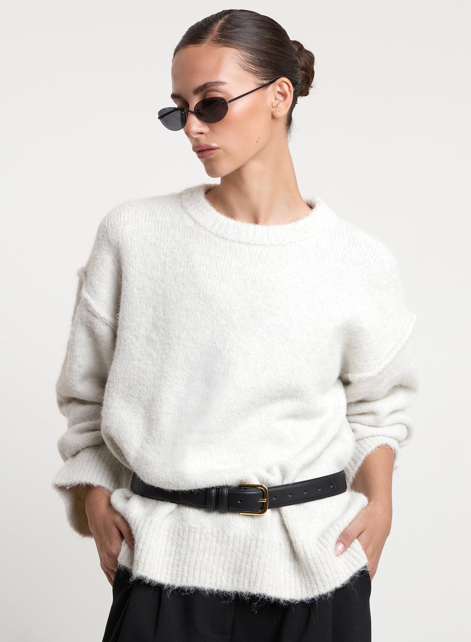 Cream Wool Blend Knitted Jumper