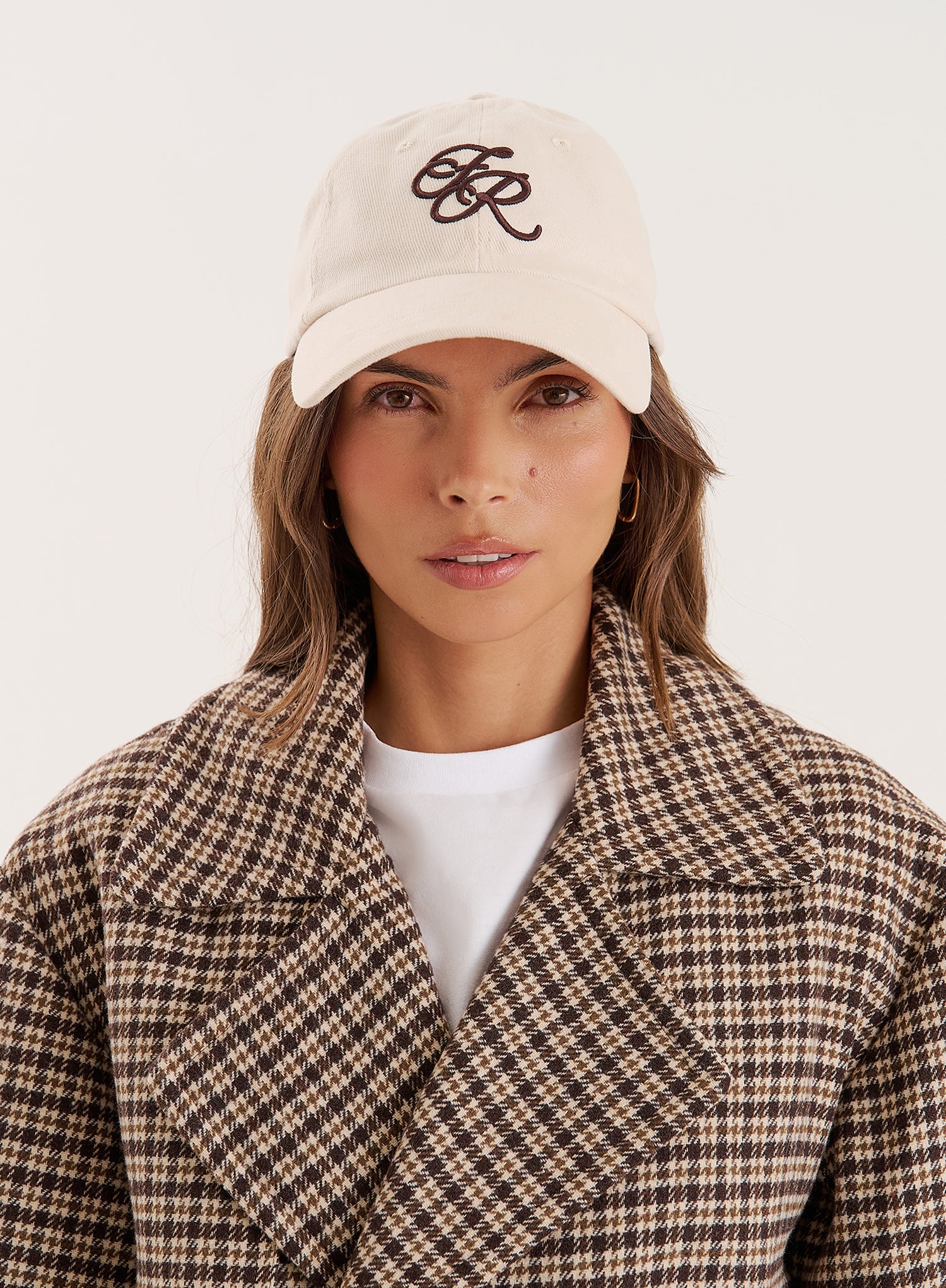 Cream Embroidered Logo Cap