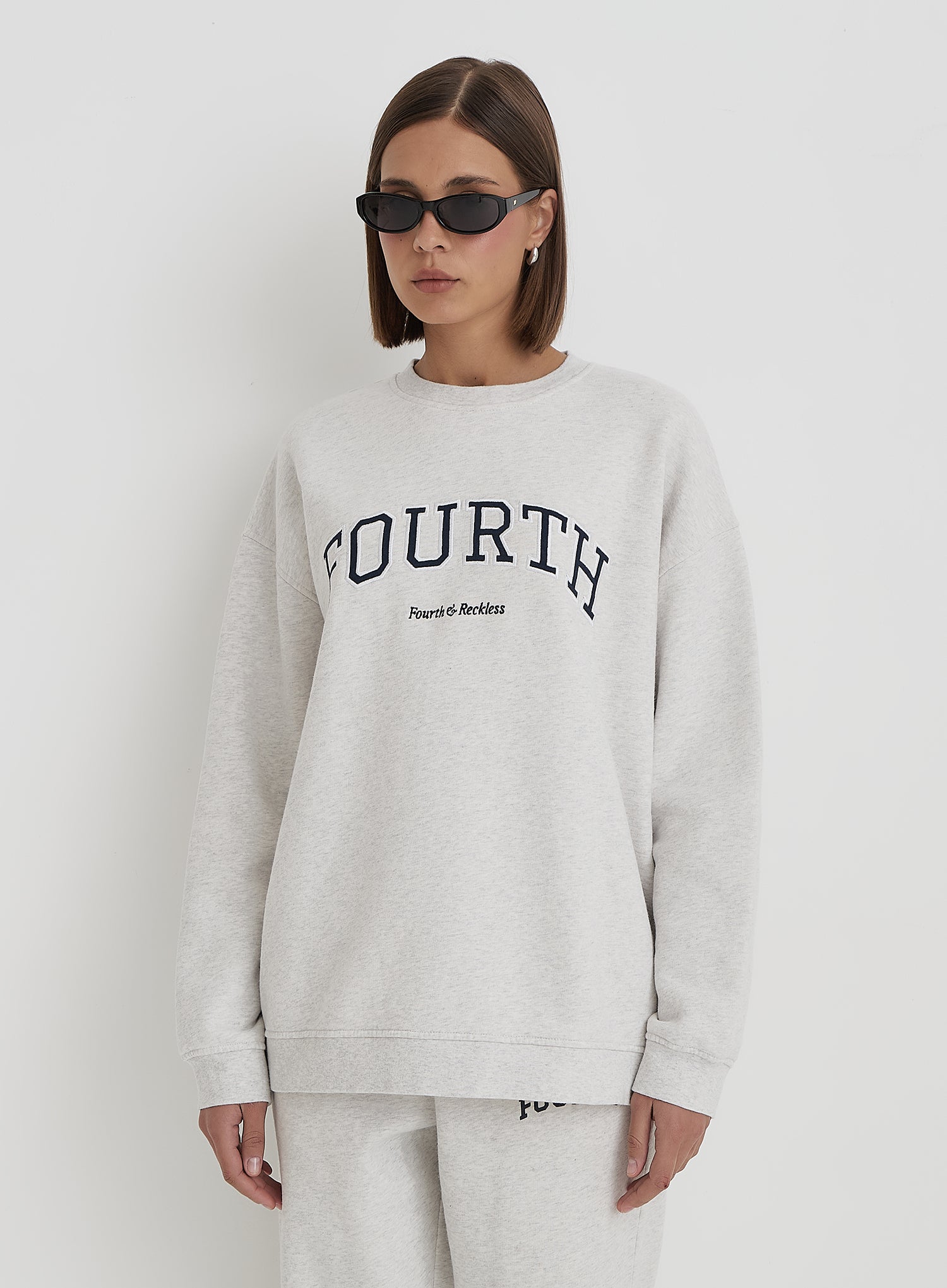 Grey Fourth Slogan Classic Longline Sweatshirt- Jen