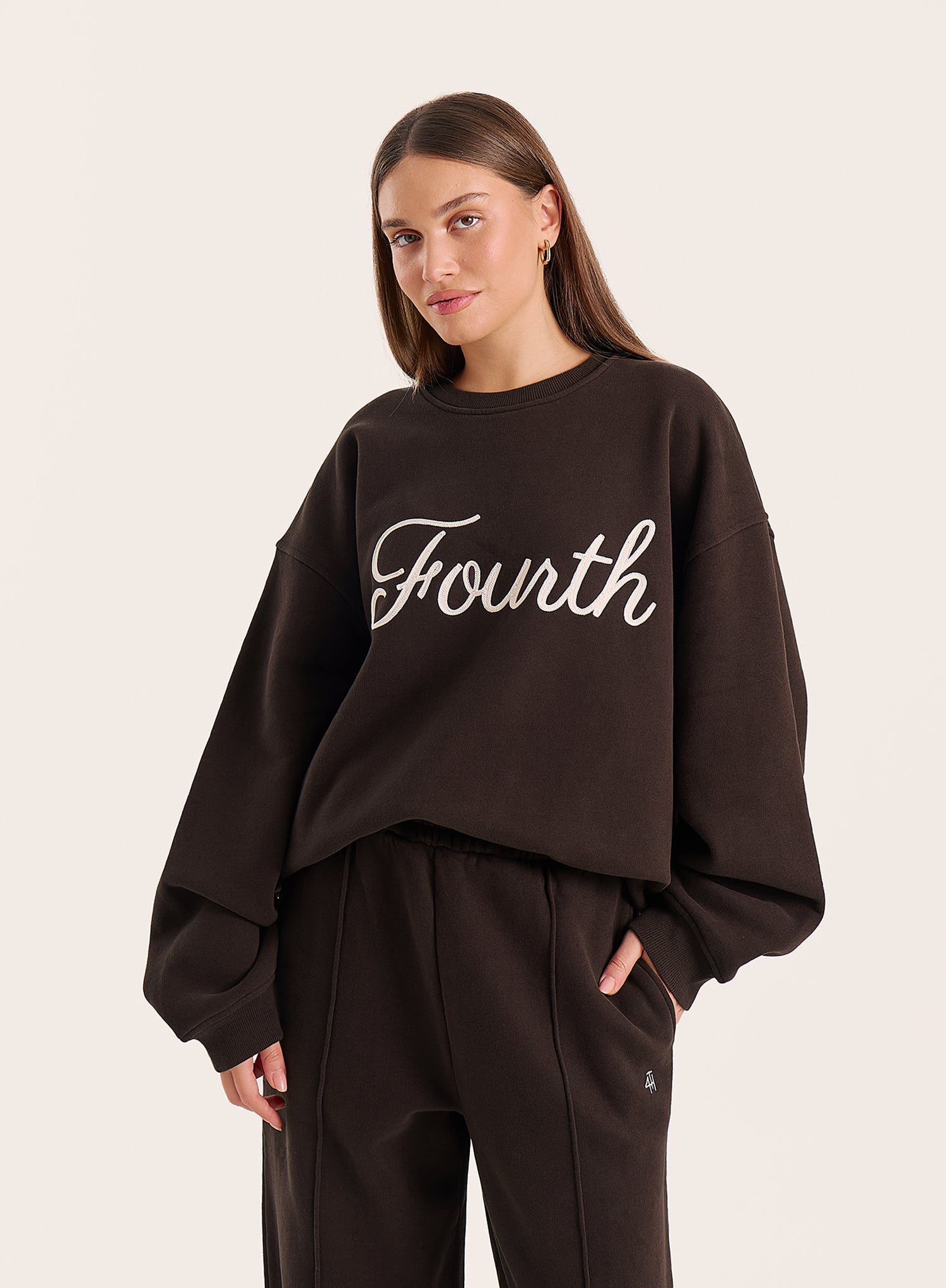Chocolate Fourth Script Slogan Sweatshirt