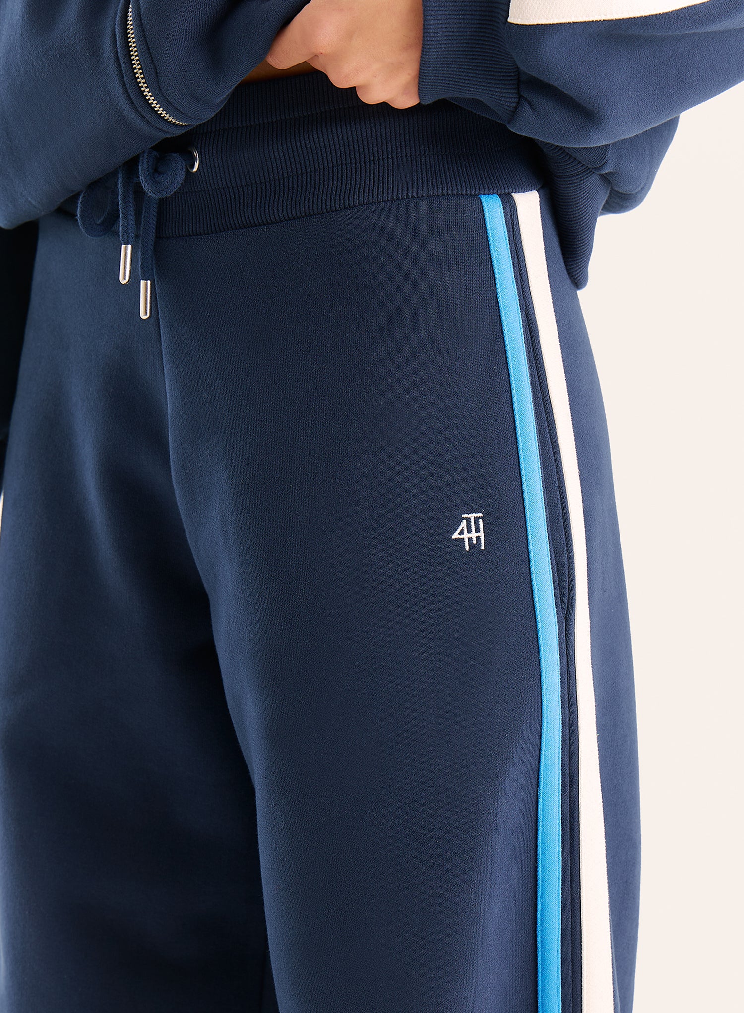 Navy Side Stripe Wide Leg Joggers