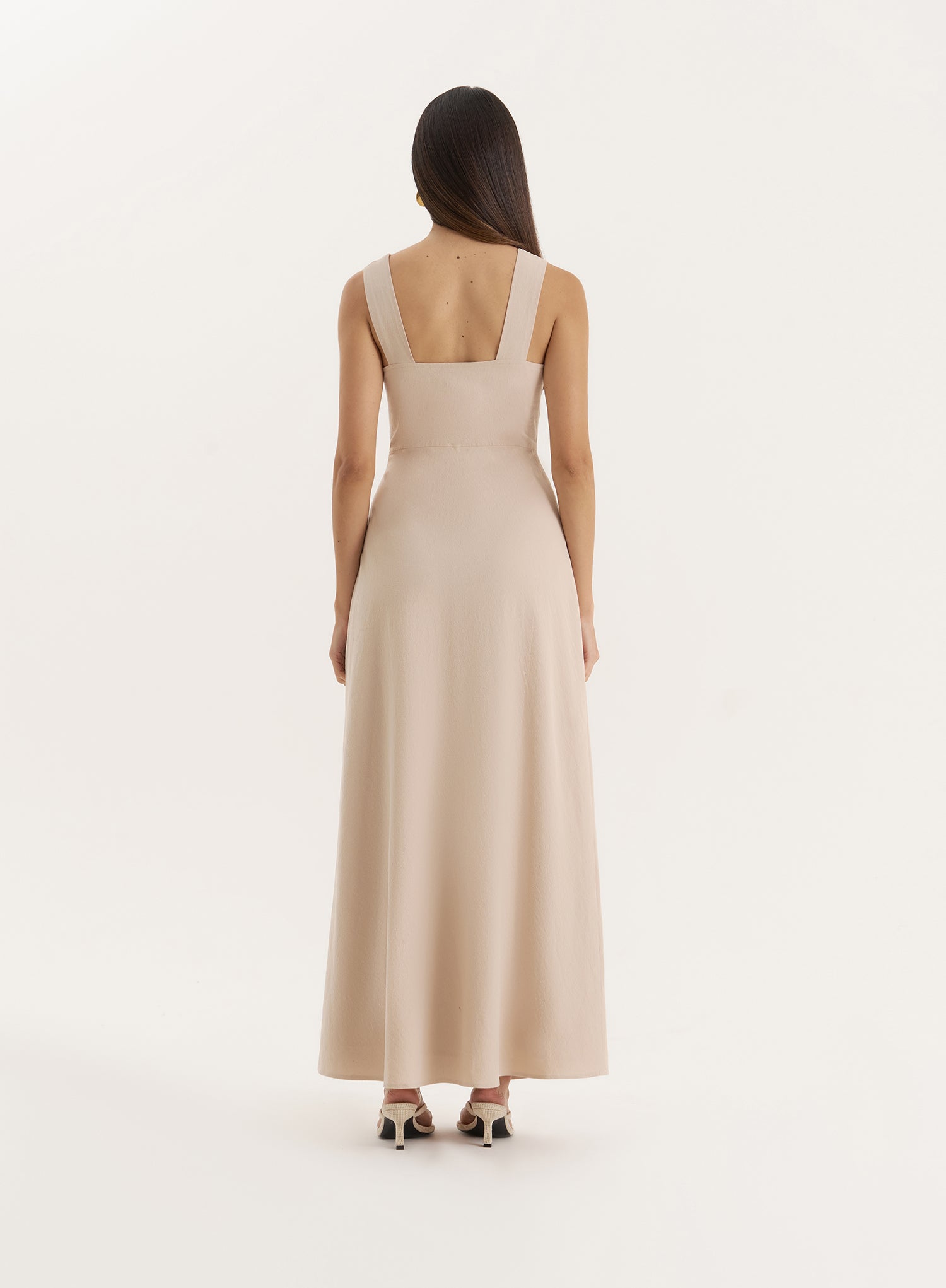 Beige Cut Out Maxi Dress- Briany