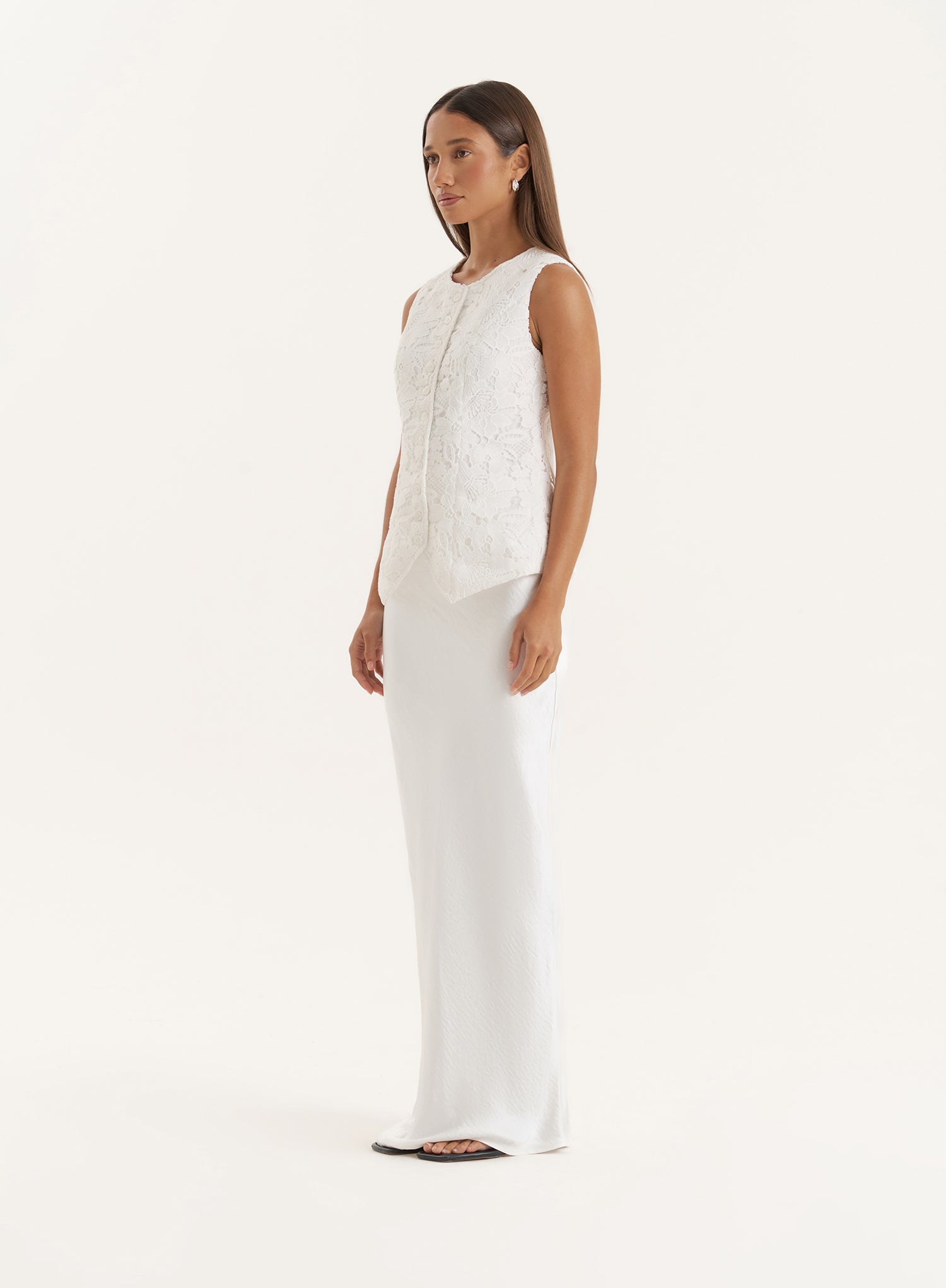 White Broderie Lace Waistcoat- Becki