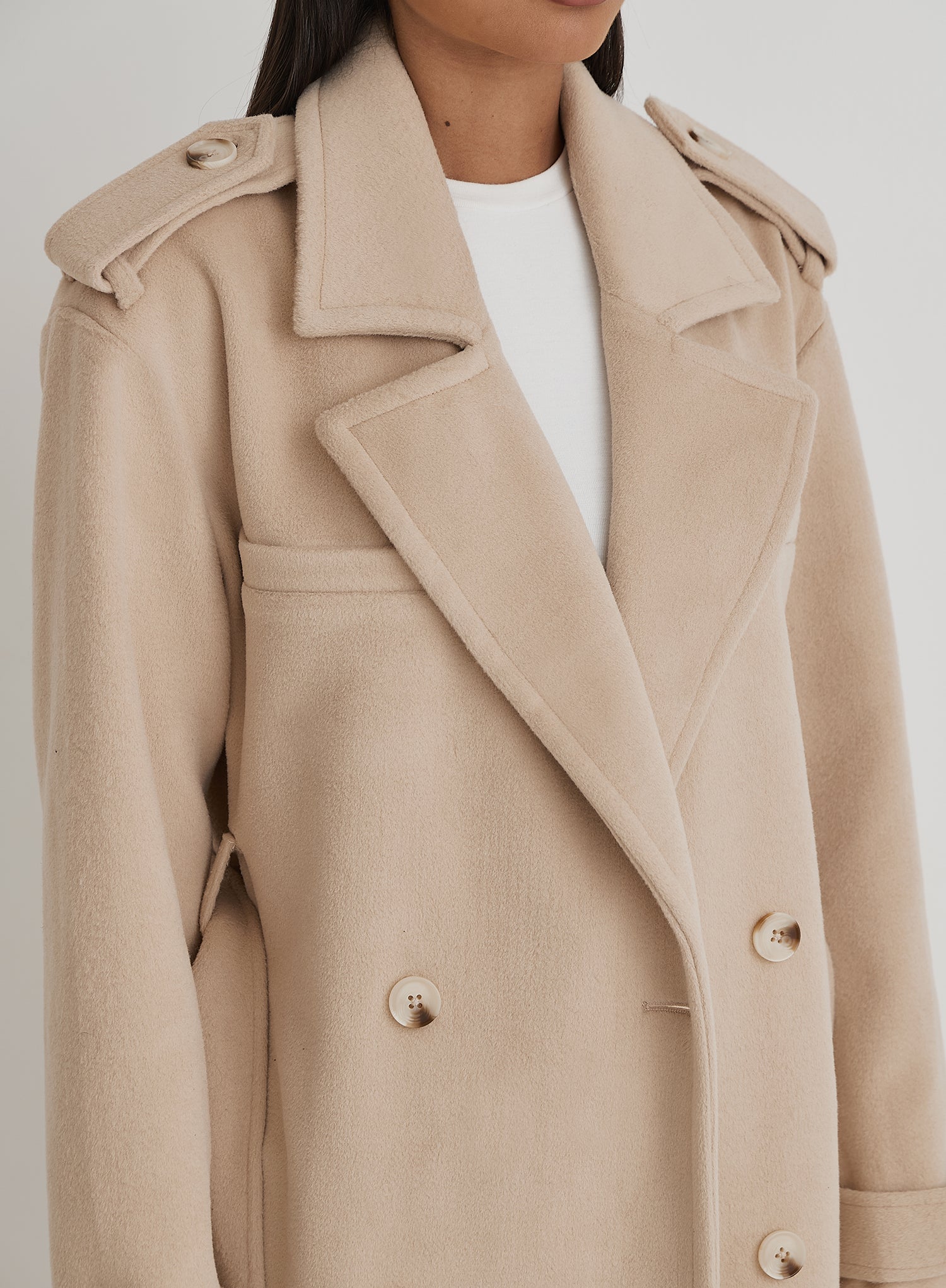 Beige Tailored Longline Coat- Anderson