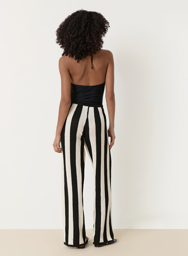 Black And White Striped Knit Trouser- Cuba