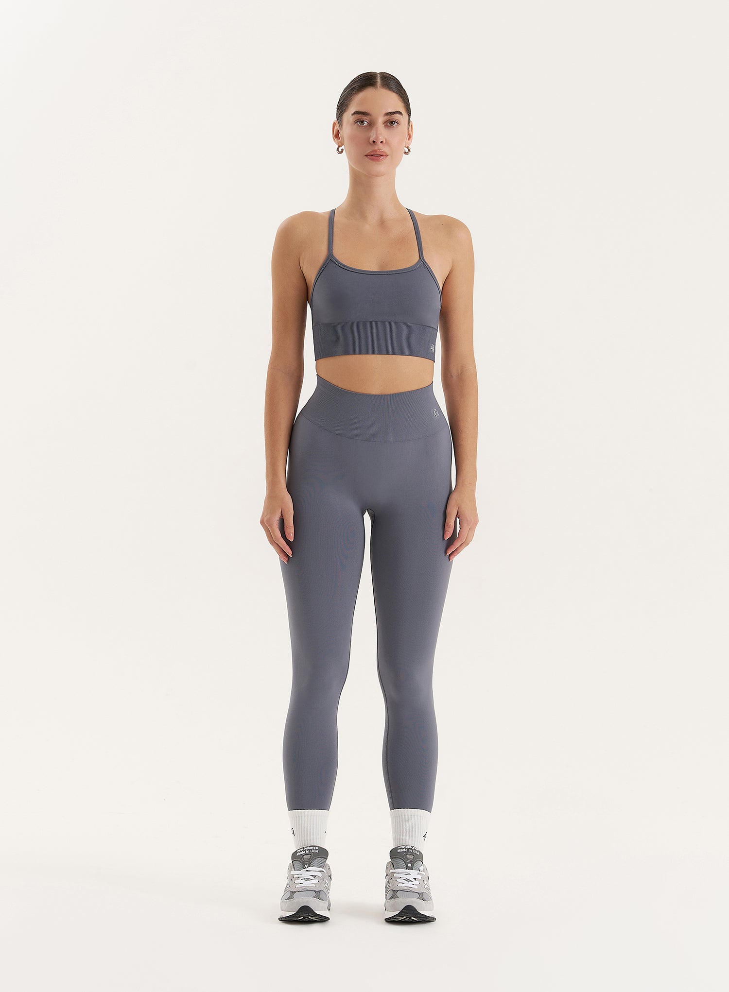 Grey Racer Back Seamless Sports Bra- Jenna