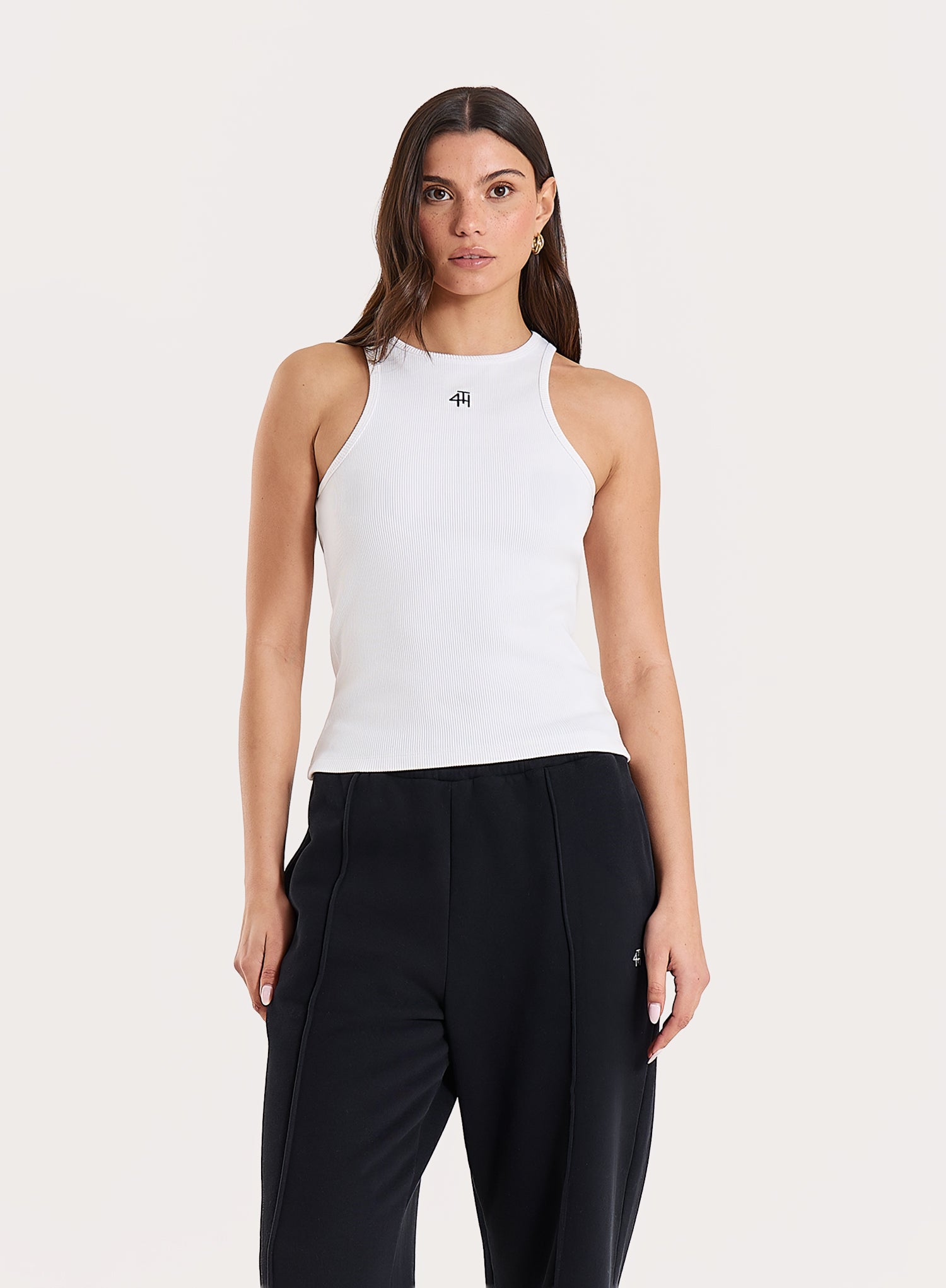 White 4th Branded Racer Vest Top