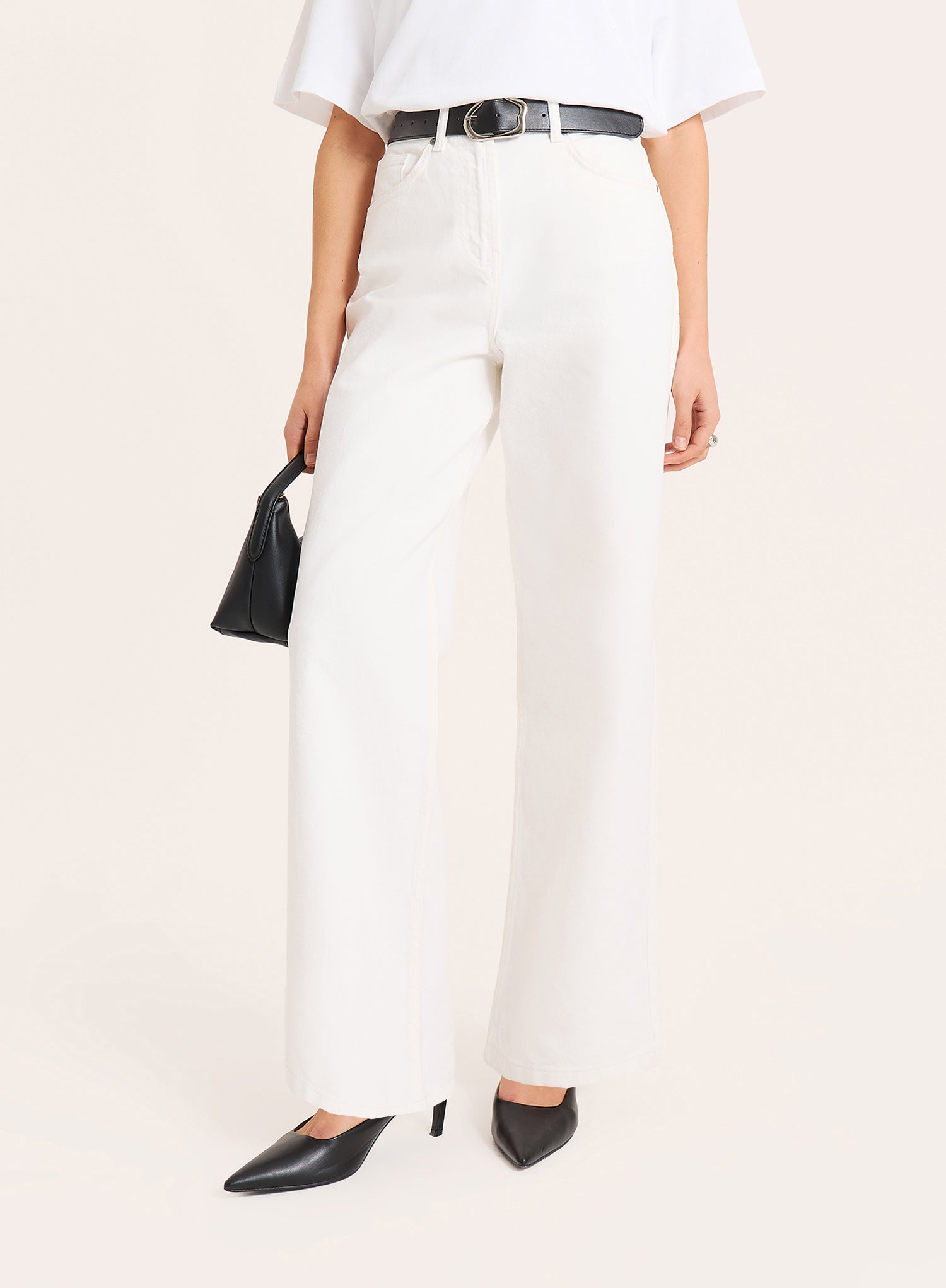 White High Waist Straight Leg Jeans