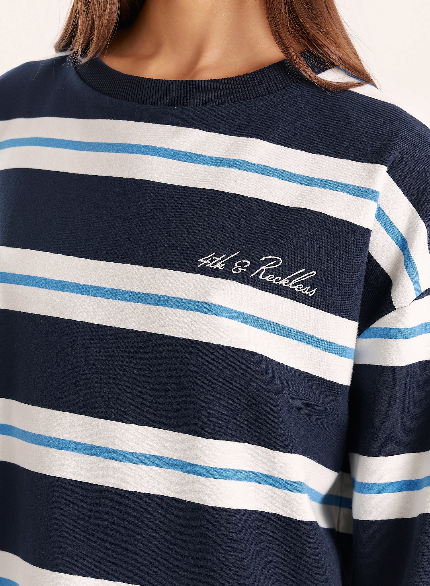 Navy And White Stripe Long Sleeve Top