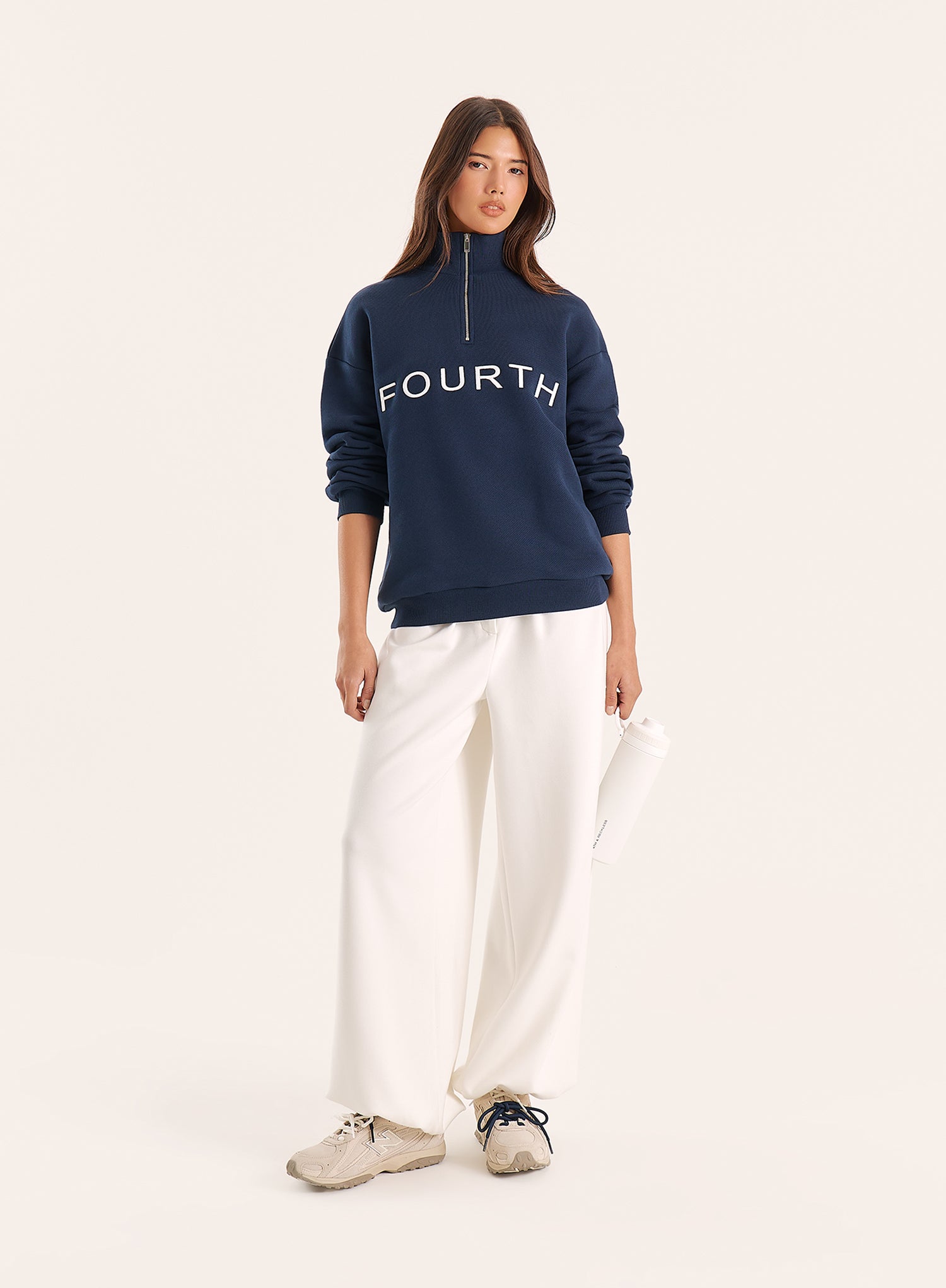 Navy Branded Quarter Zip Sweatshirt