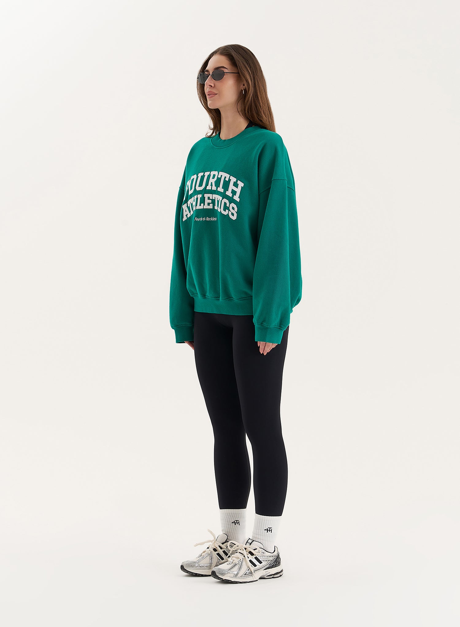 Green Fourth Athletics Slogan Oversized Sweatshirt- Aviva