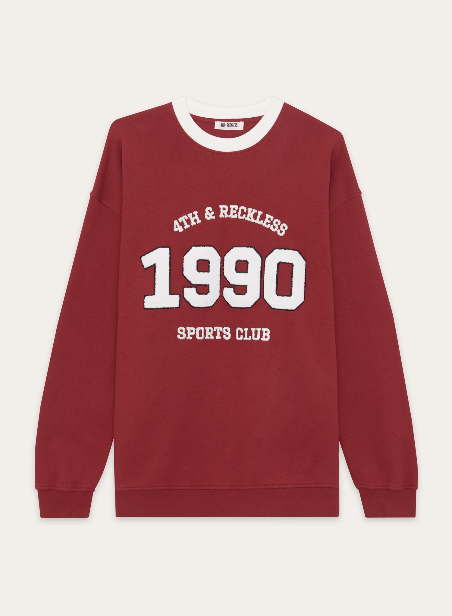 Red Contrast Trim Slogan Classic Longline Sweatshirt- Atlas