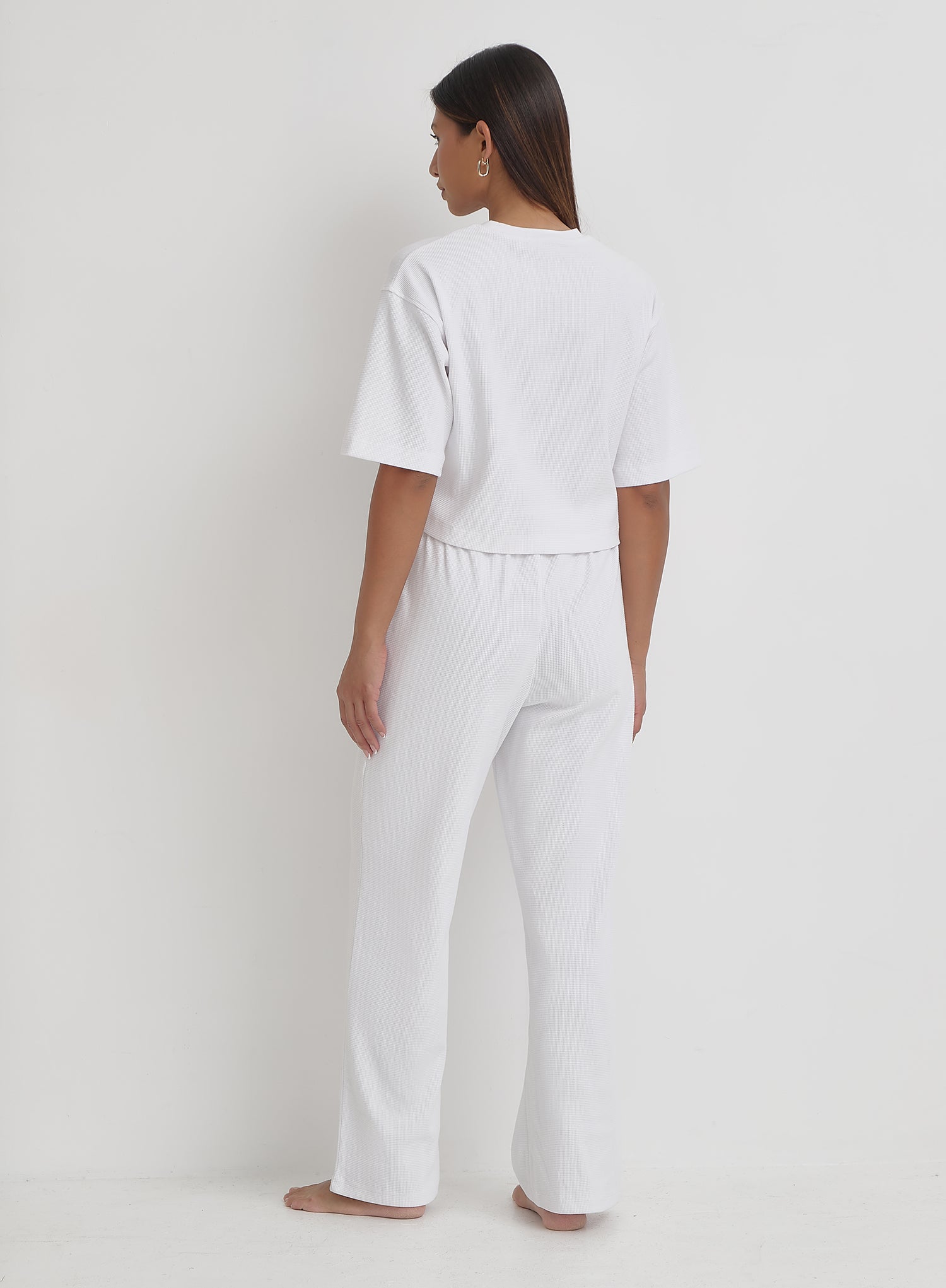 White Waffle Lounge Trousers- Lyra