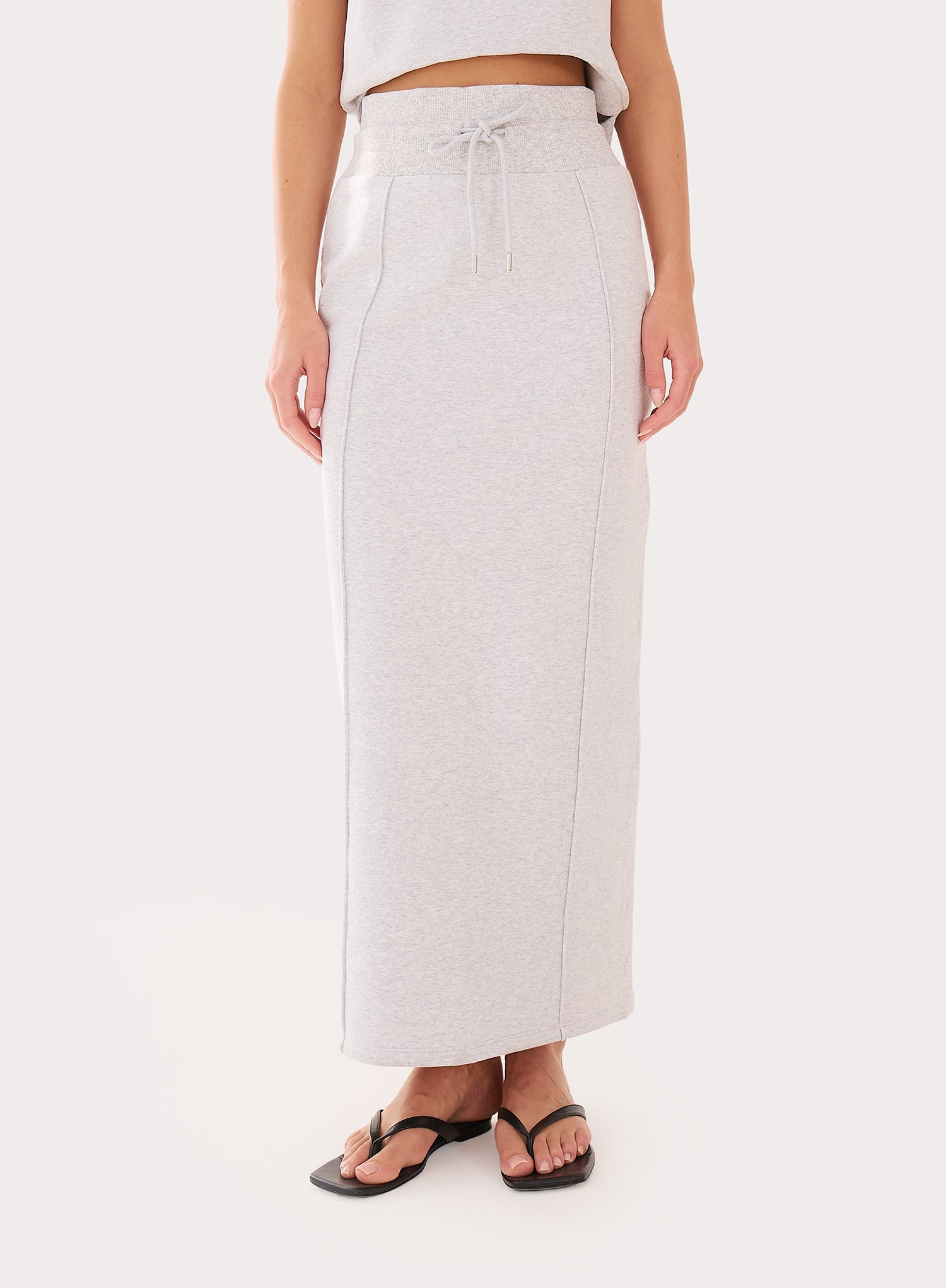 Light Grey Cotton Maxi Sweat Skirt