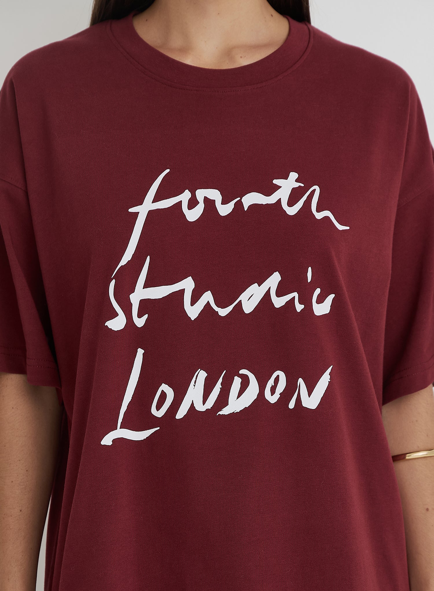 Burgundy Fourth Studio Slogan T-Shirt- Heidi