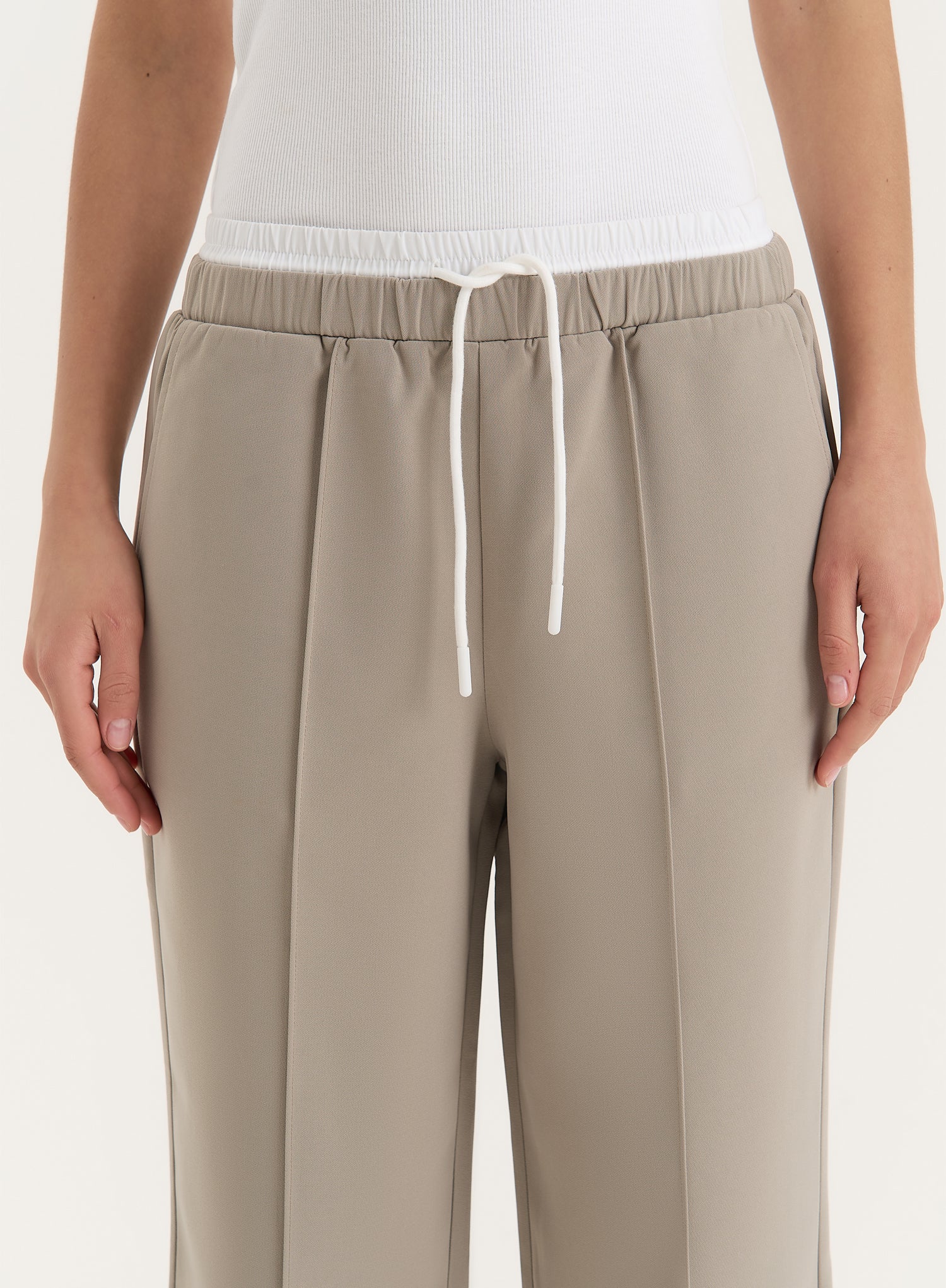 Olive Contrast Waistband Straight Leg Trouser- Bianca