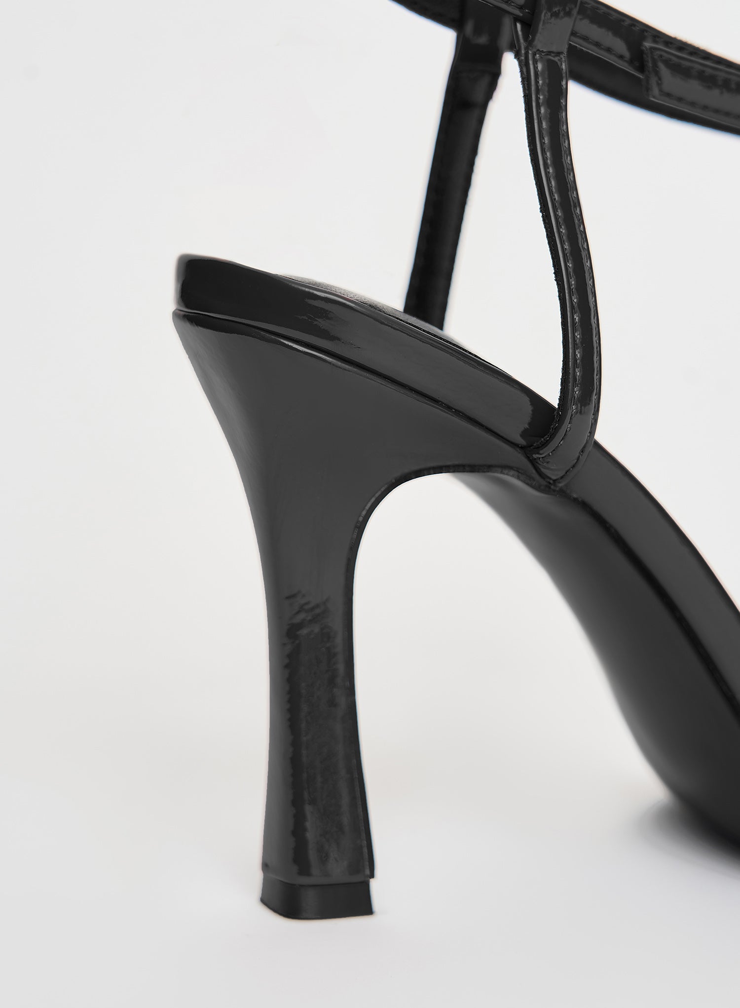 Black Strappy Heeled Patent Sandal- Berlin