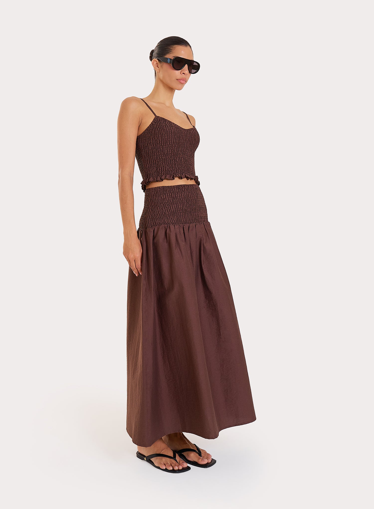 Chocolate Shirred Crop Top