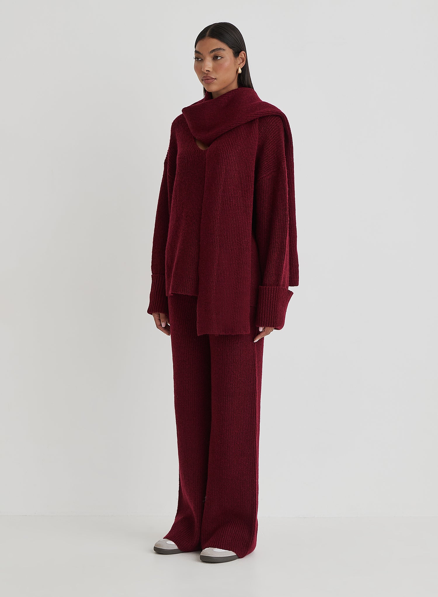 Burgundy Slouchy Knitted Trouser - Remy