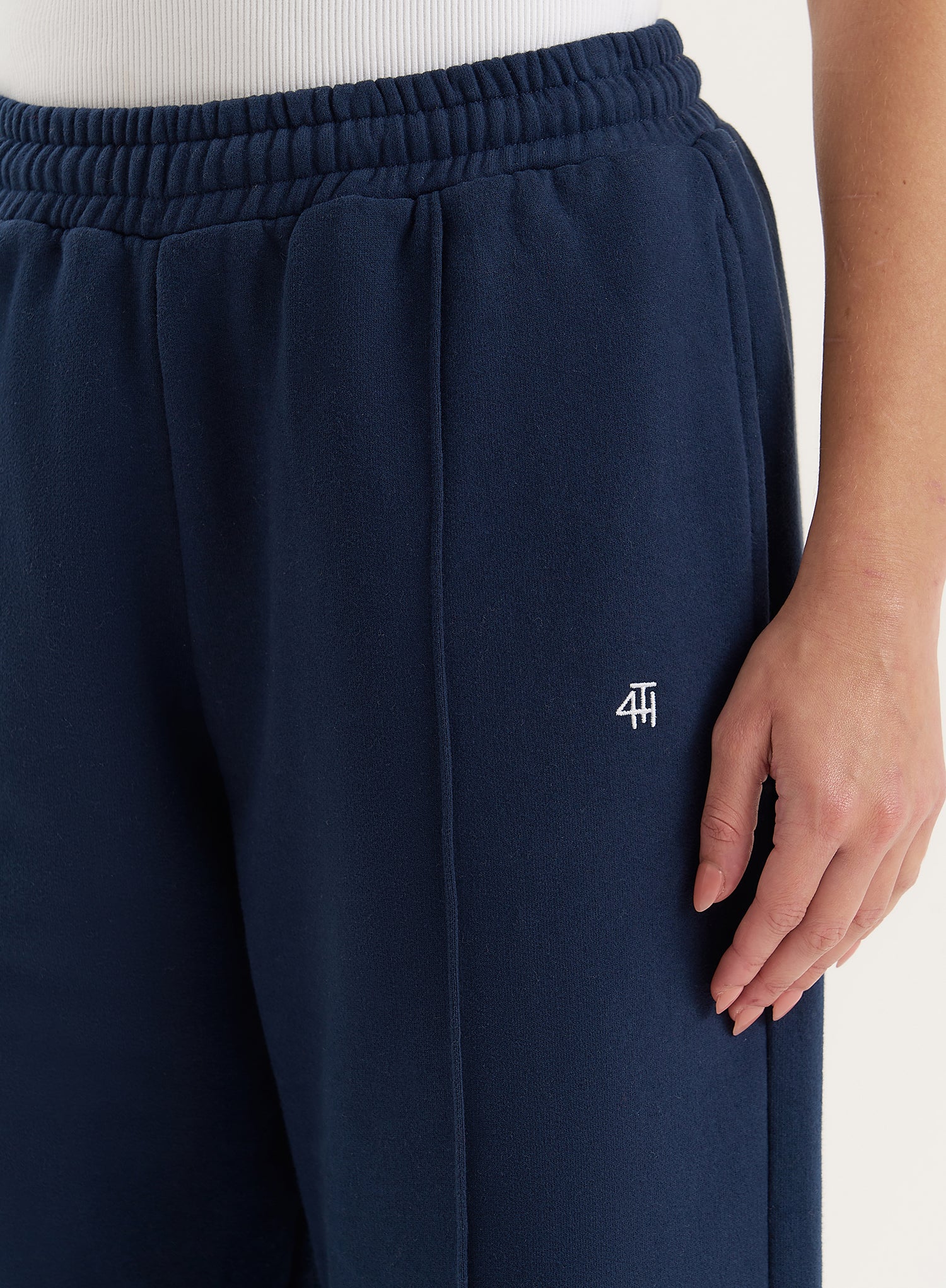 Navy 4th Wide Leg Branded Joggers- Fergie