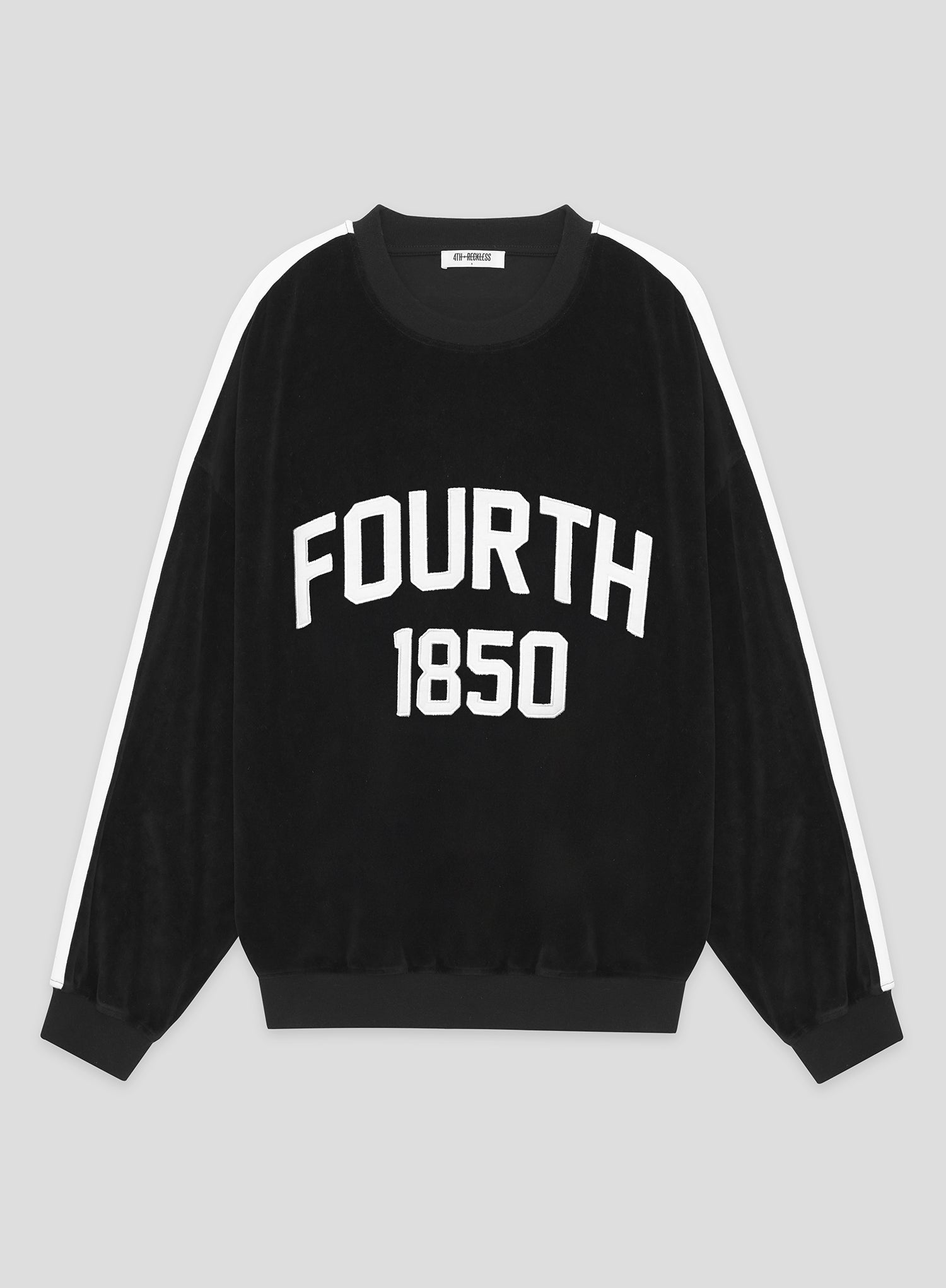 Black Velour Branded Classic Sweatshirt- Cacie