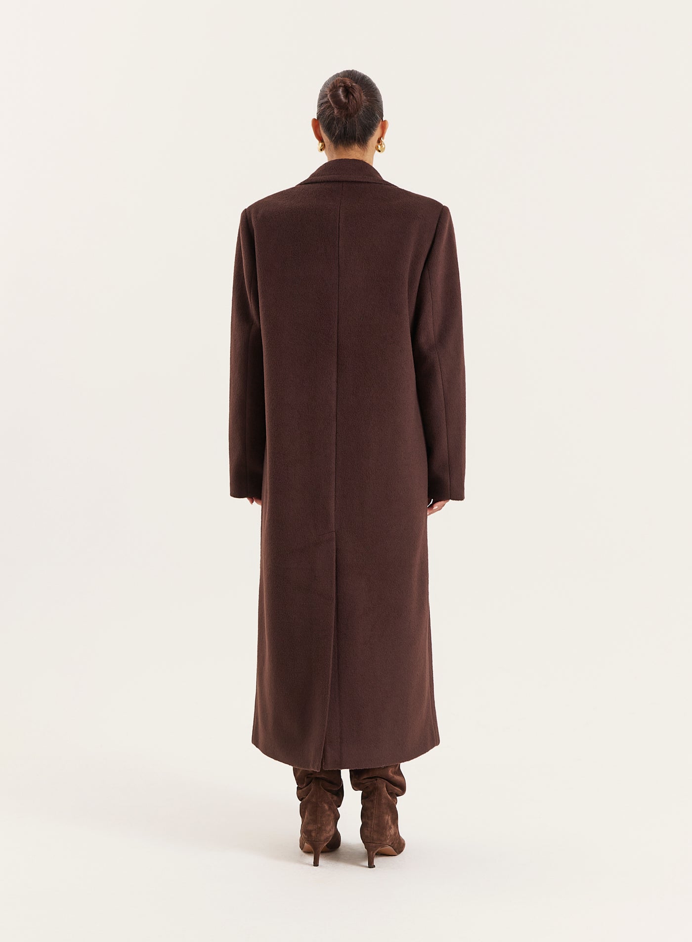 Chocolate Double-Breasted Longline Coat