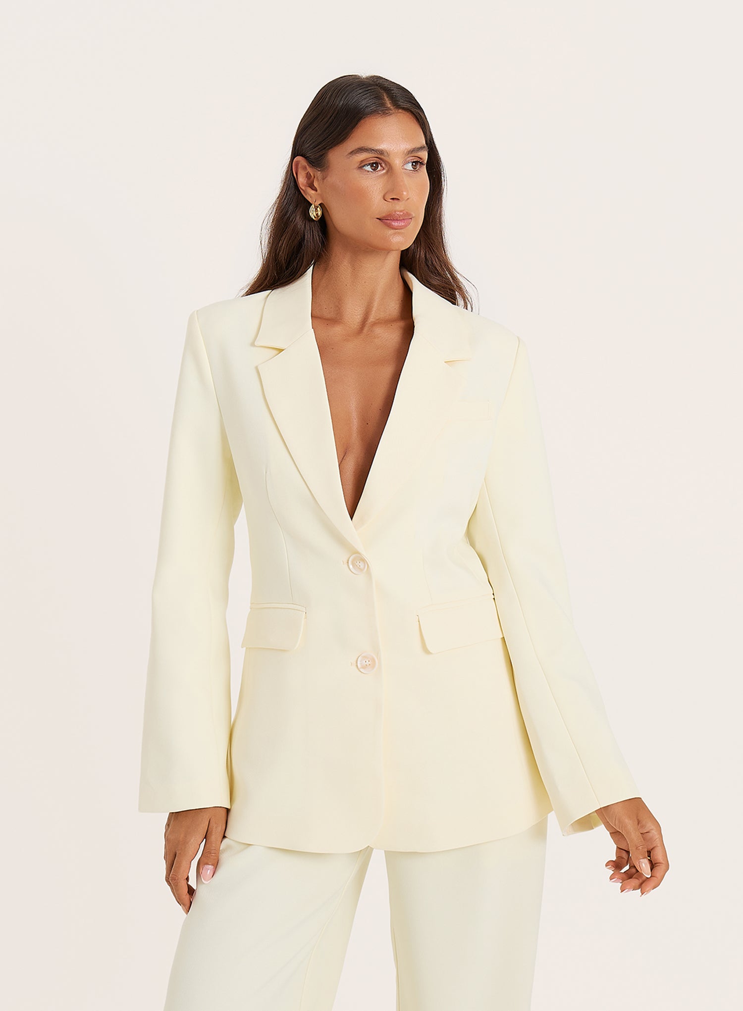 Yellow Cinched Waist Flared Sleeve Blazer