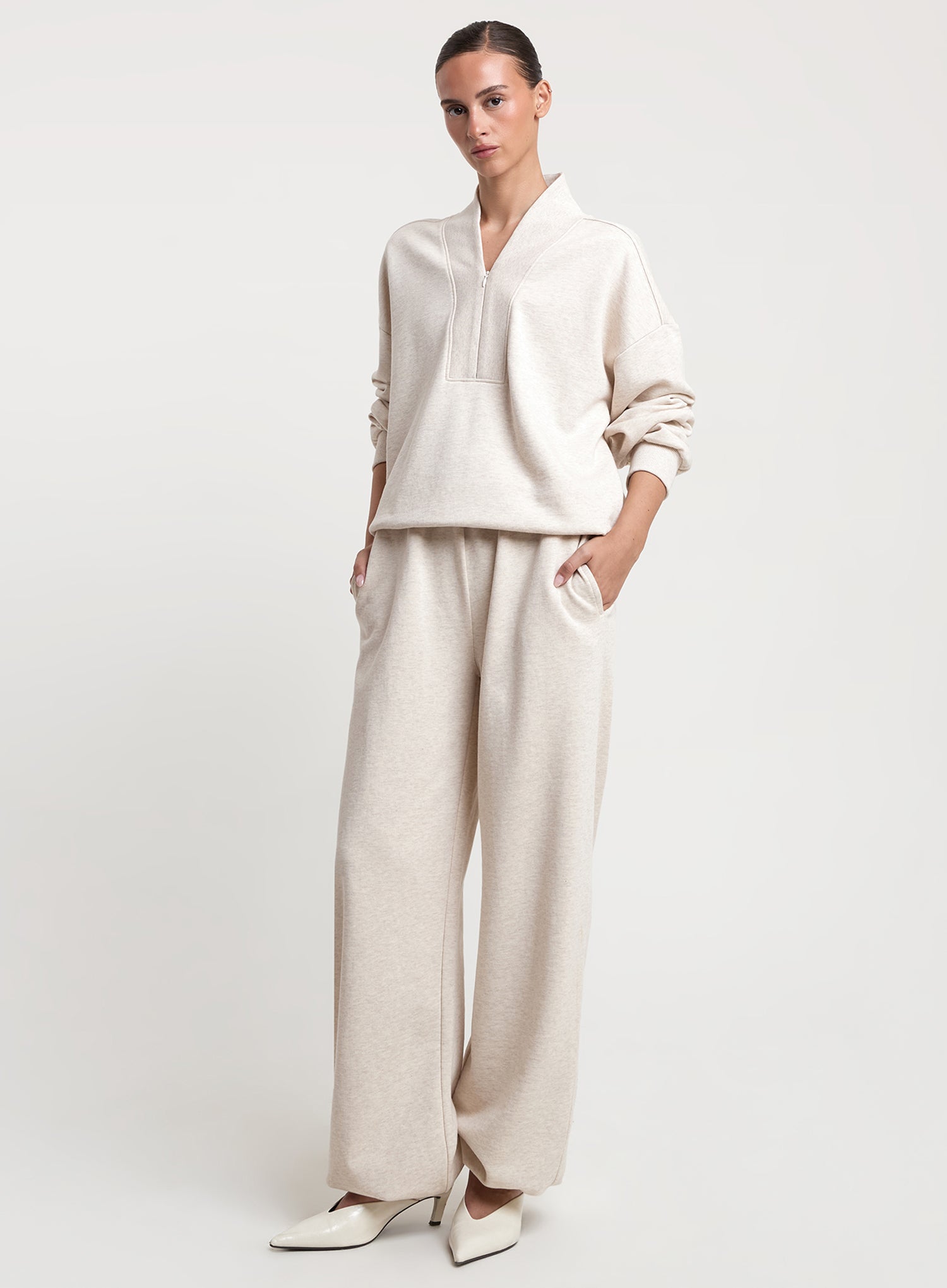 Oatmeal Cotton Balloon Leg Joggers