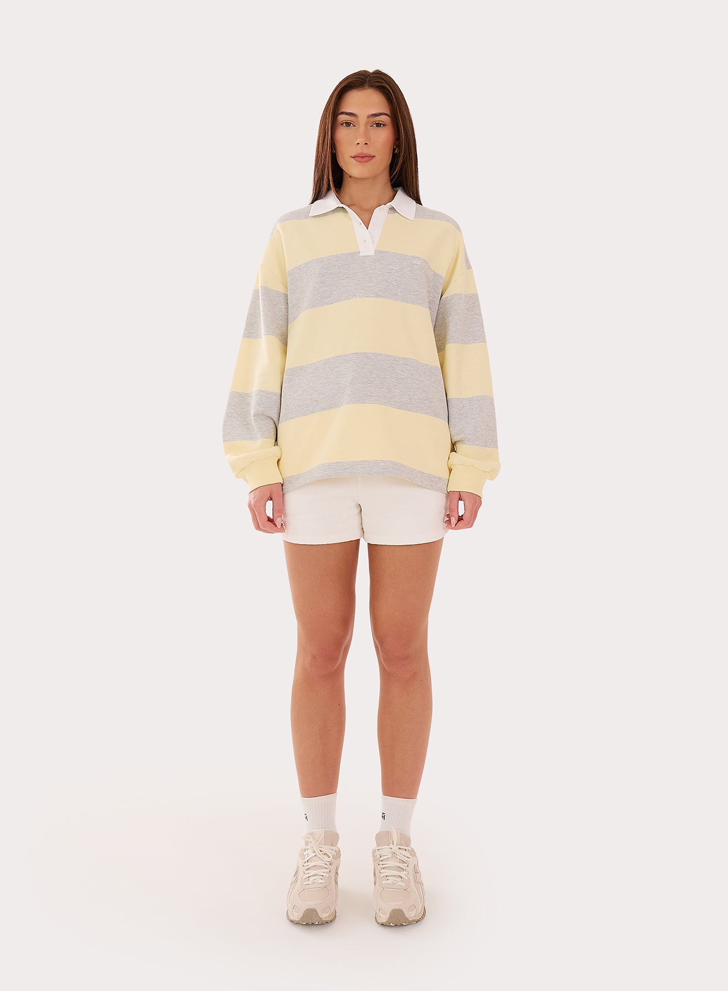 Yellow And Grey Stripe Fourth Branded Rugby Top