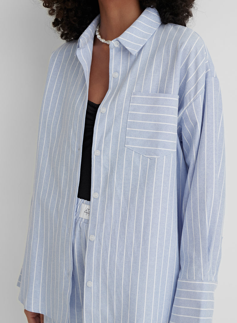 Blue And White Striped Relaxed Shirt- Delphi