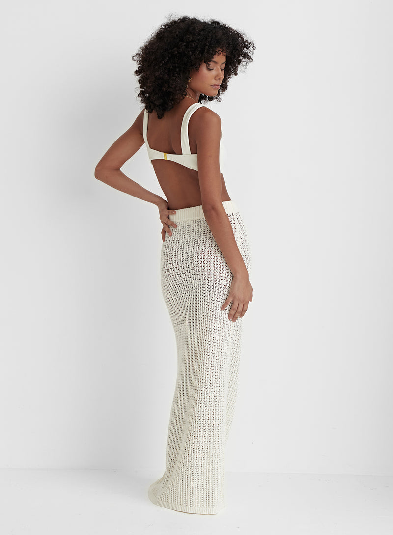 Cream Open Knit Beach Maxi Skirt- Bari