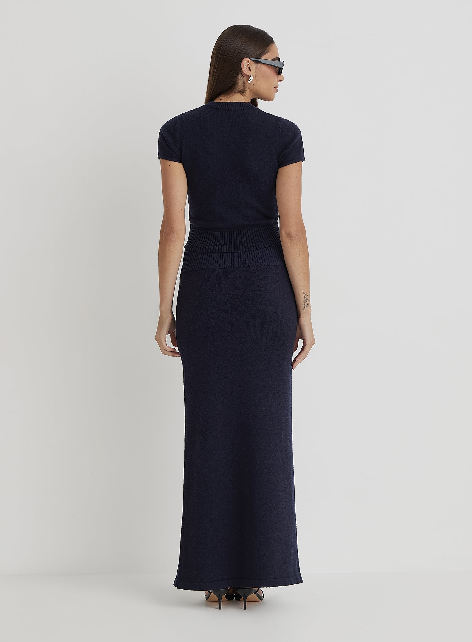 Navy Knitted Maxi Skirt- Sandi