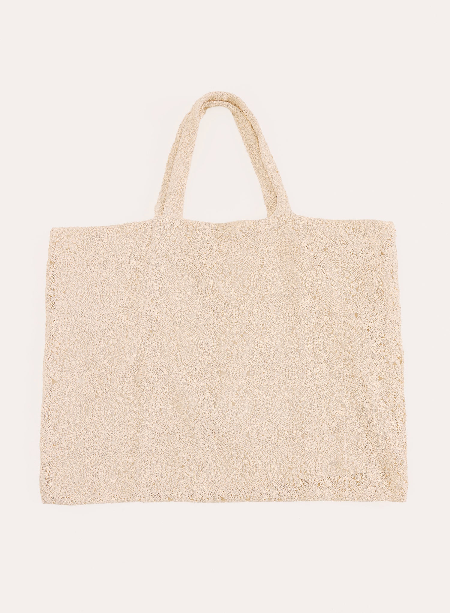 Cream Crochet Tote Beach Bag