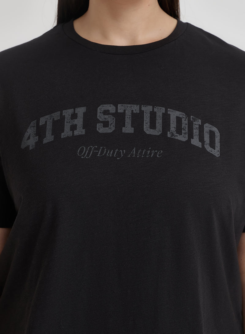 Black Curve 4th Studio Slogan T-Shirt- Talia