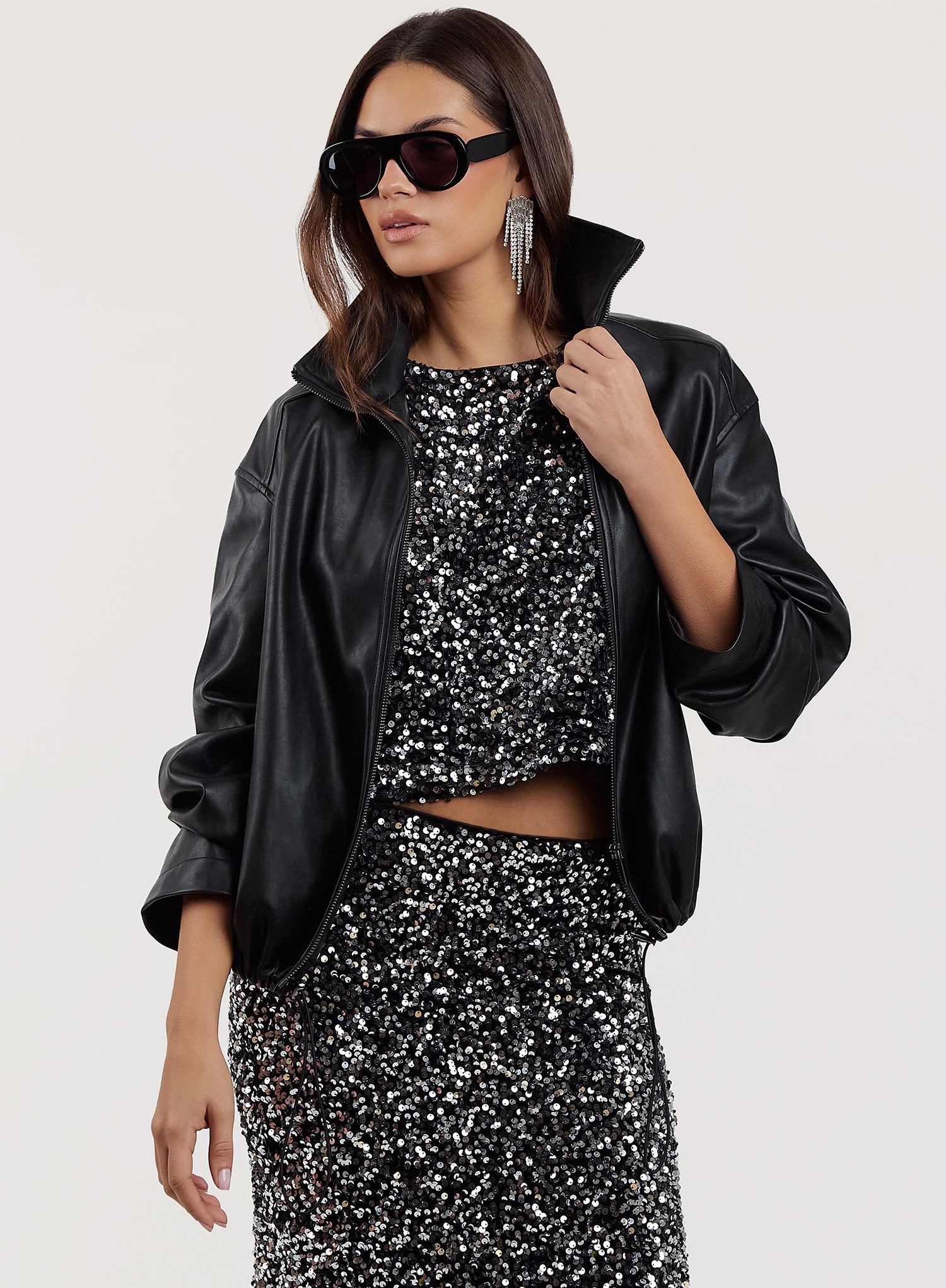 Black Sequin Maxi Skirt