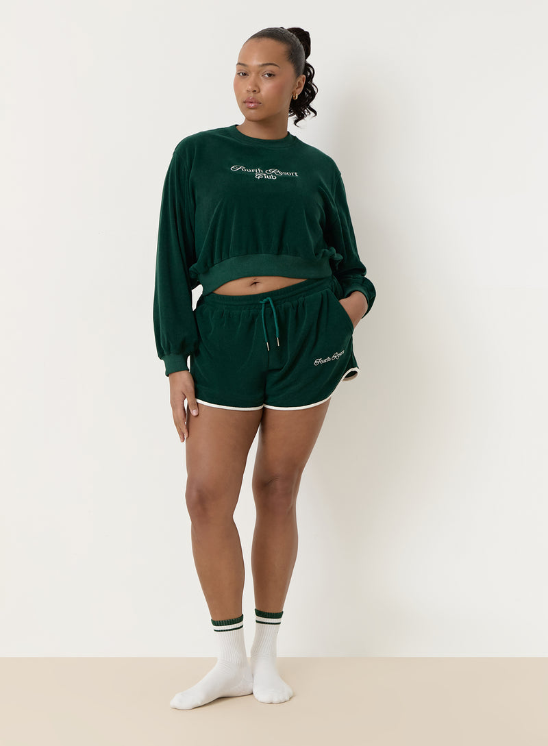 Green Towelling Fourth Resort Club Sweatshirt- Ella