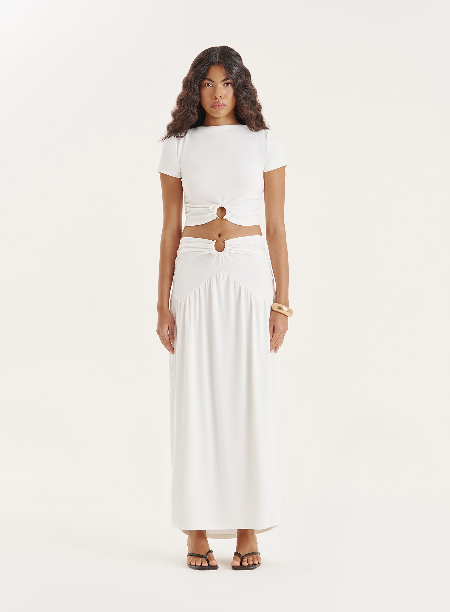 White Short Sleeve Cropped Top- Nancie