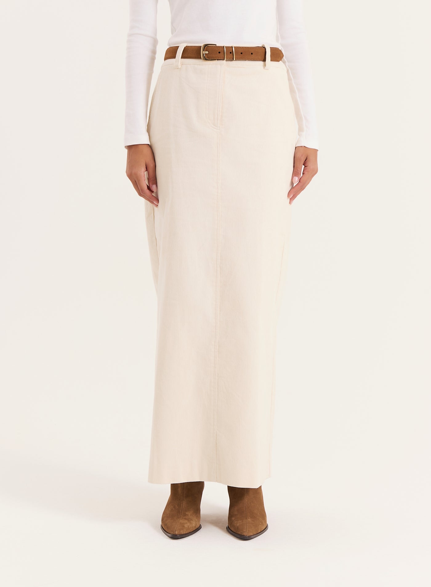 Cream Corduroy Skirt