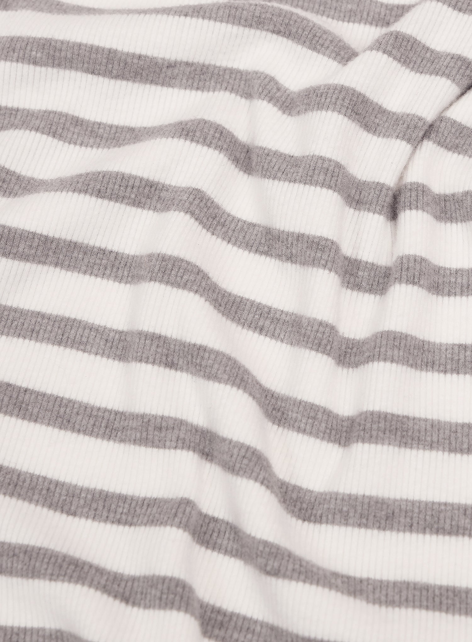Light Grey Striped Jersey Ribbed Top